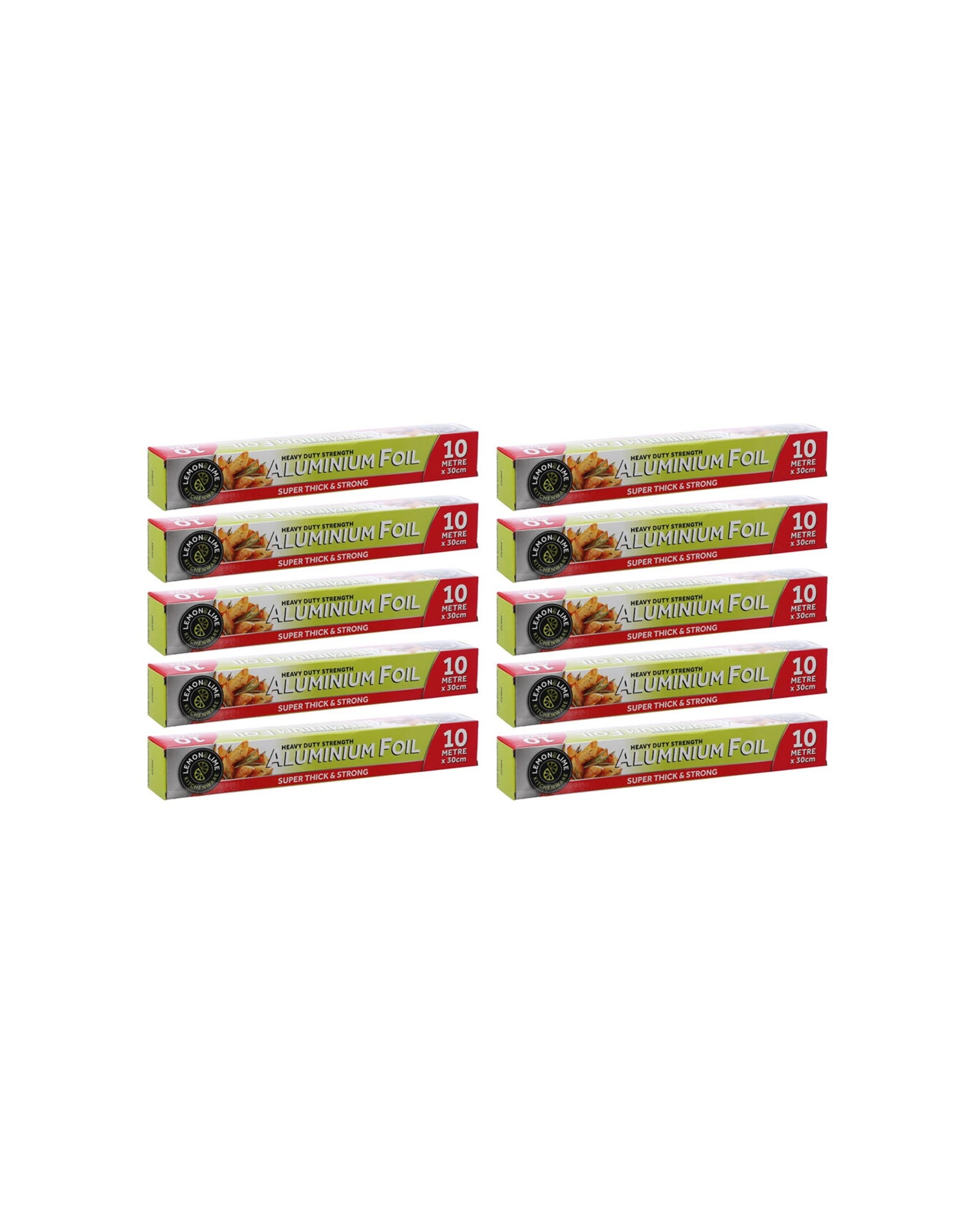 1 Lemon & Lime 10PK 10m Heavy Duty Aluminium Foil Easy Dispense Quality - Metallic, 1 of 2