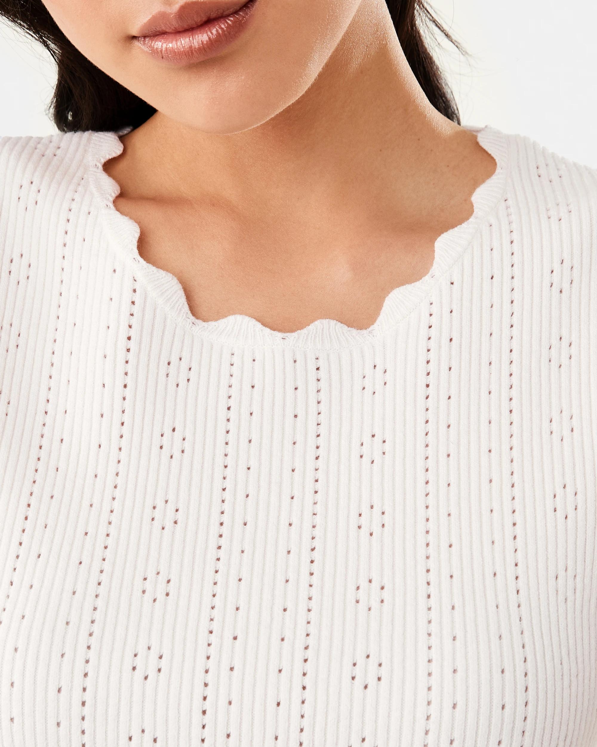 5 Short Sleeve Pointelle Top Cld White, 5 of 7