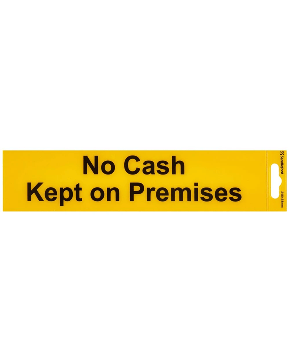 Sandleford No Cash on Premises Self-adhesive Sign