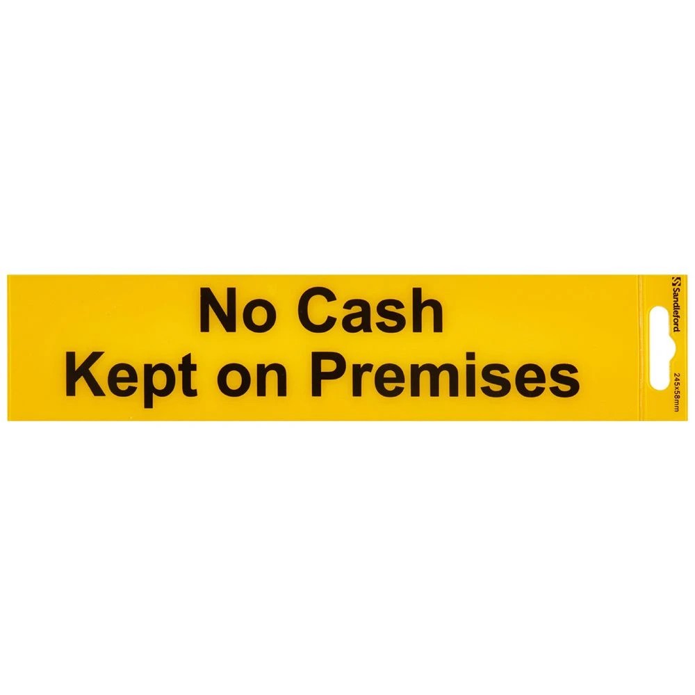 1 Sandleford No Cash on Premises Self-adhesive Sign, 1 of 1