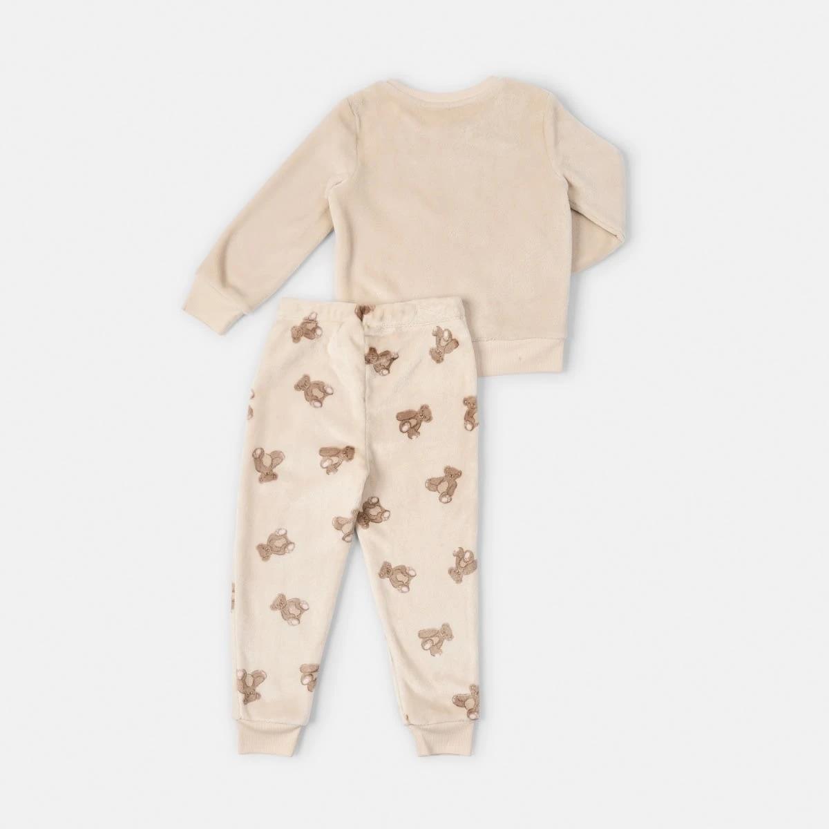 6 Family Matching Fluffy Pyjama Set Beige Bear, 6 of 8