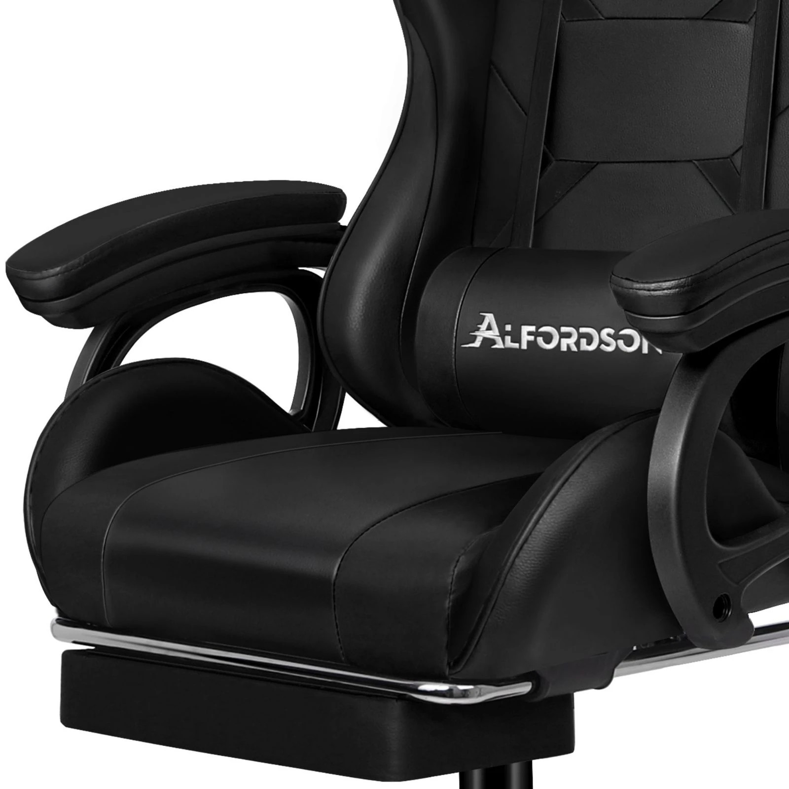 10 Alfordson Gaming Office Chair Racing Massage Computer Seat Footrest Leather - Black, 10 of 10