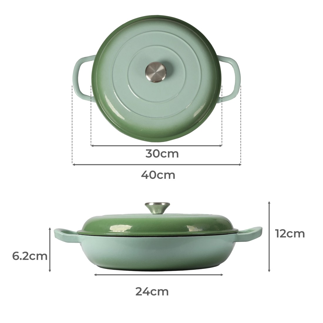 3 Toque Cast Iron Dutch 3.5l - Green, 3 of 6
