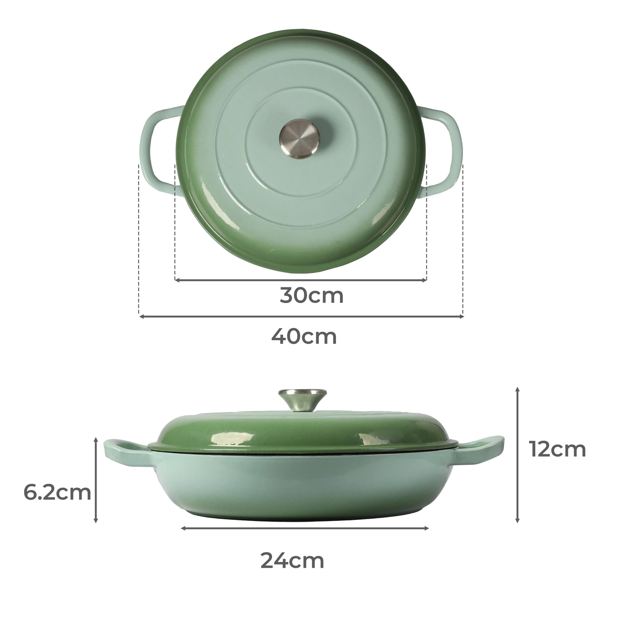 3 Toque Cast Iron Dutch 3.5l - Green, 3 of 6