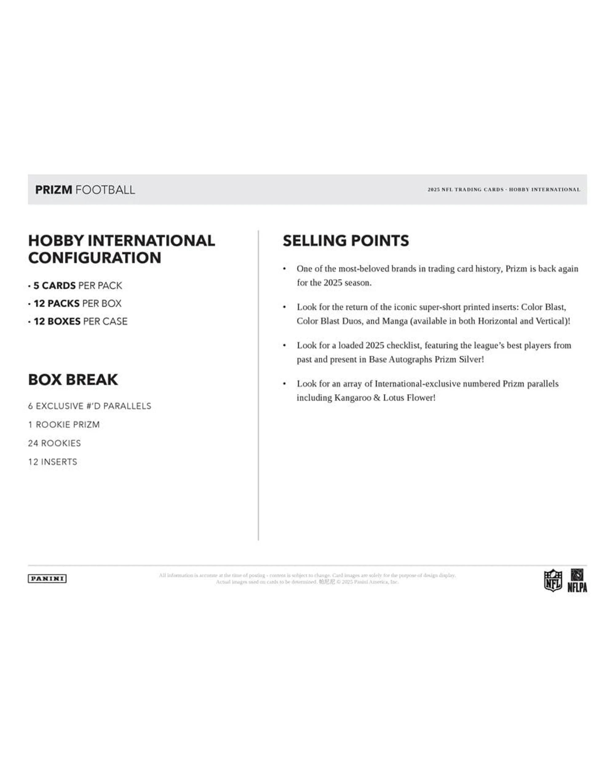 5 Panini NFL 2025 Prizm Football International Hobby Box, 5 of 10