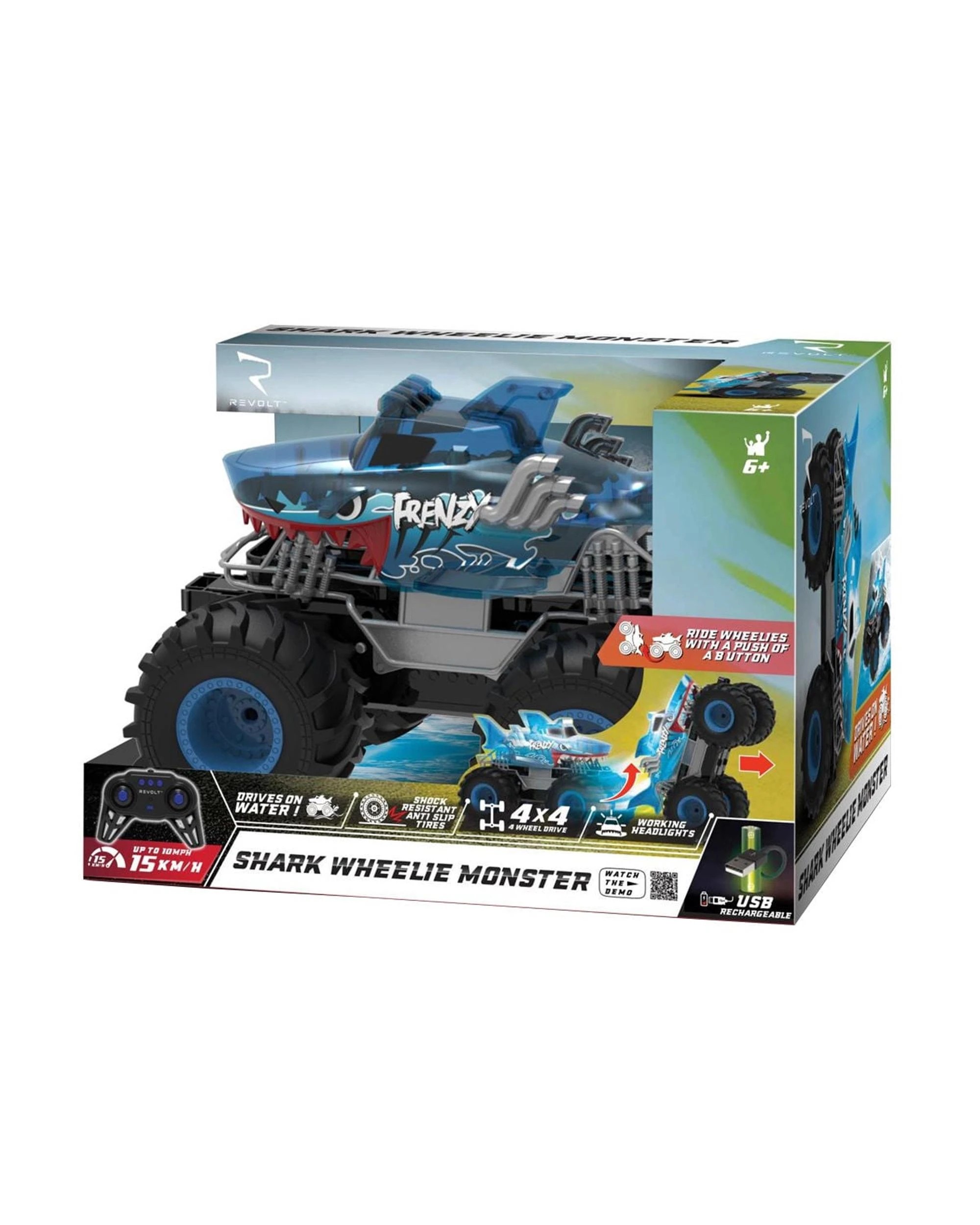 5 Revolt RC Radio Control Amphibious Shark Wheelie Monster, 5 of 5