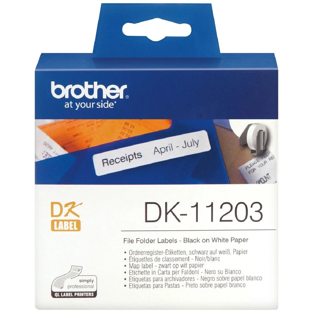 1 Brother DK 11203 Labels File Folder 17 x 87mm Black on White, 1 of 2
