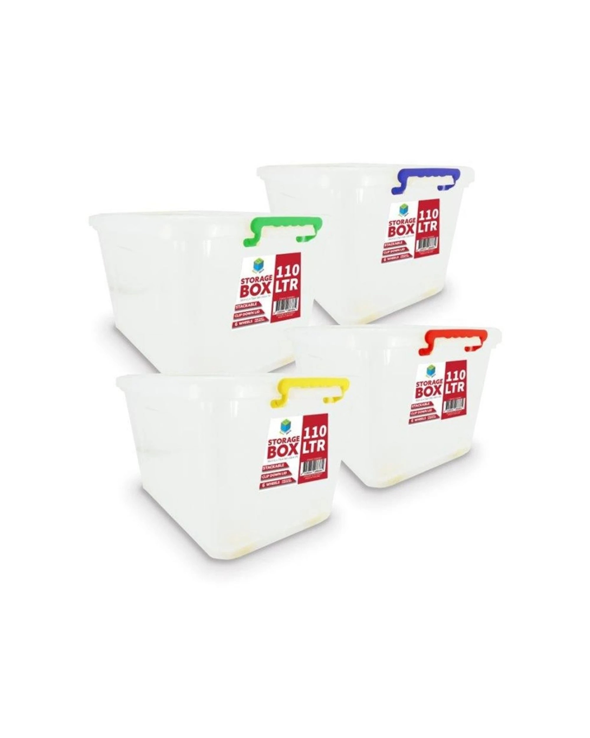 2 Brazco Plastic Storage Container Box With Lid Handles 110L - Multi, 2 of 2