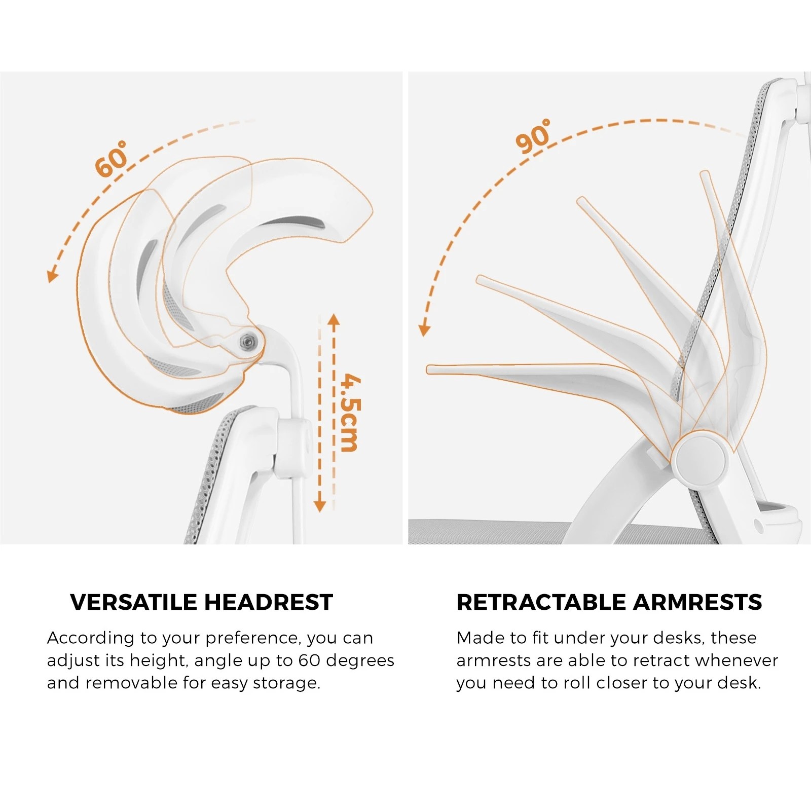 3 Oikiture Mesh Office Chair Fabric
 - White, 3 of 9