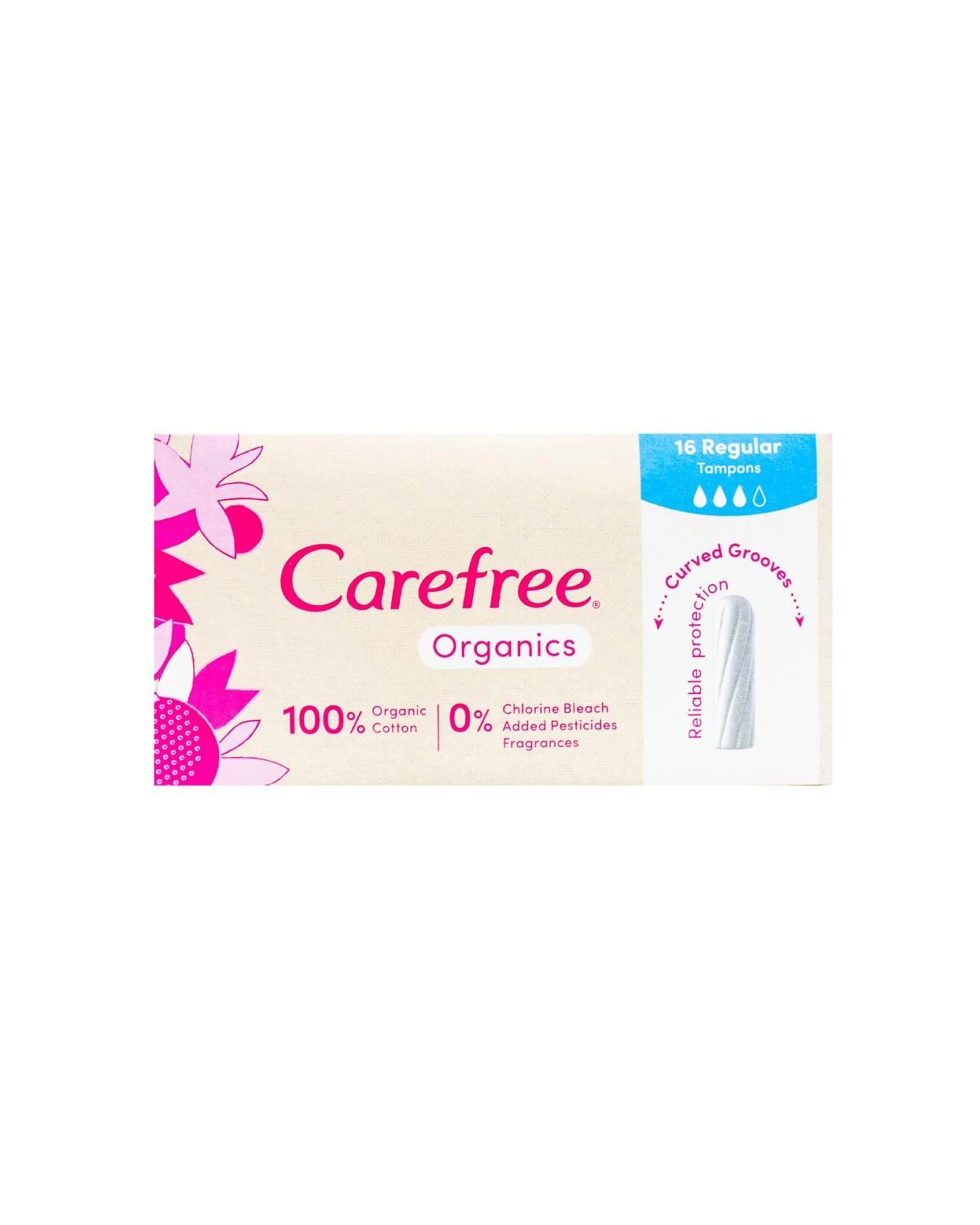 2 Carefree 384pc Organics Regular Cotton Tampons Curved Grooves Reliable - Multi, 2 of 3