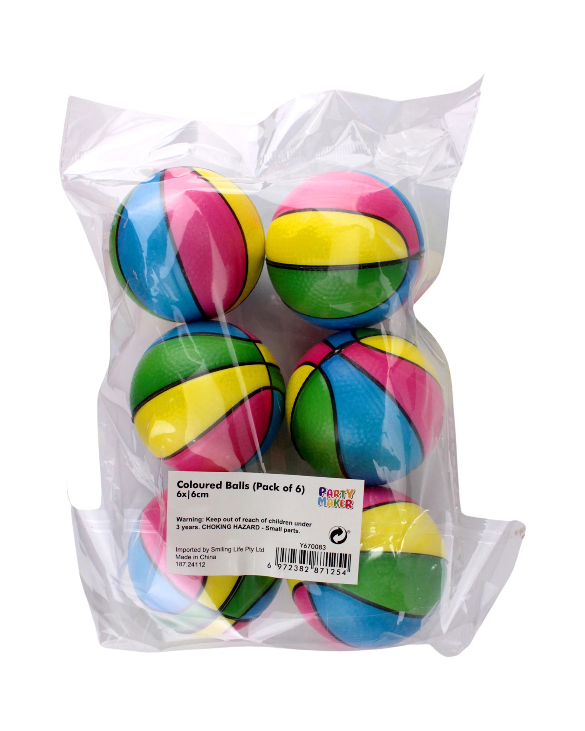 2 Party Maker Coloured Basketball Foam Balls Pack of 6 - Multi, 2 of 2
