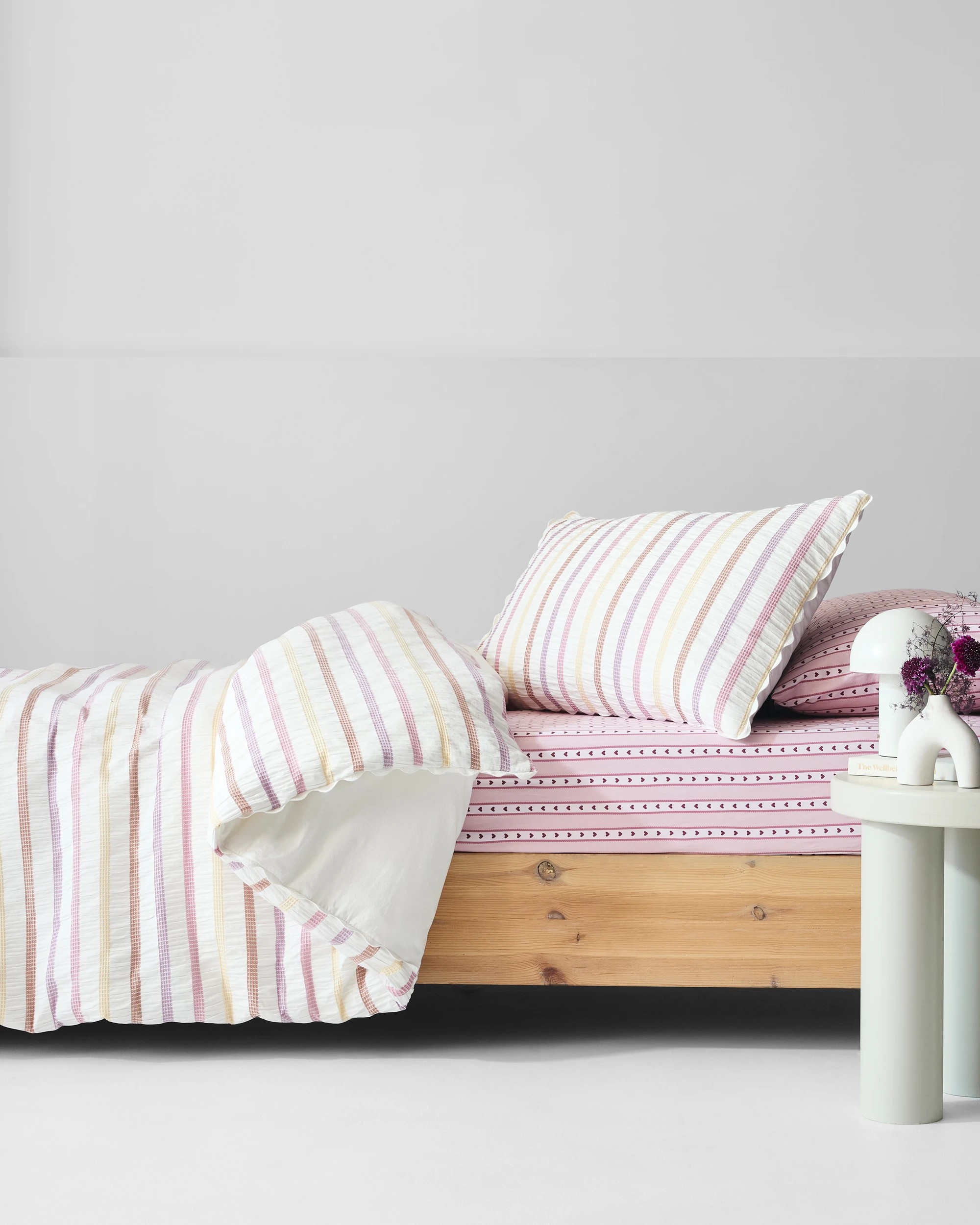 1 Target Frankie Waffle Stripe Seersucker Kids Quilt Cover Set - Queen Bed - Pink, 1 of 6