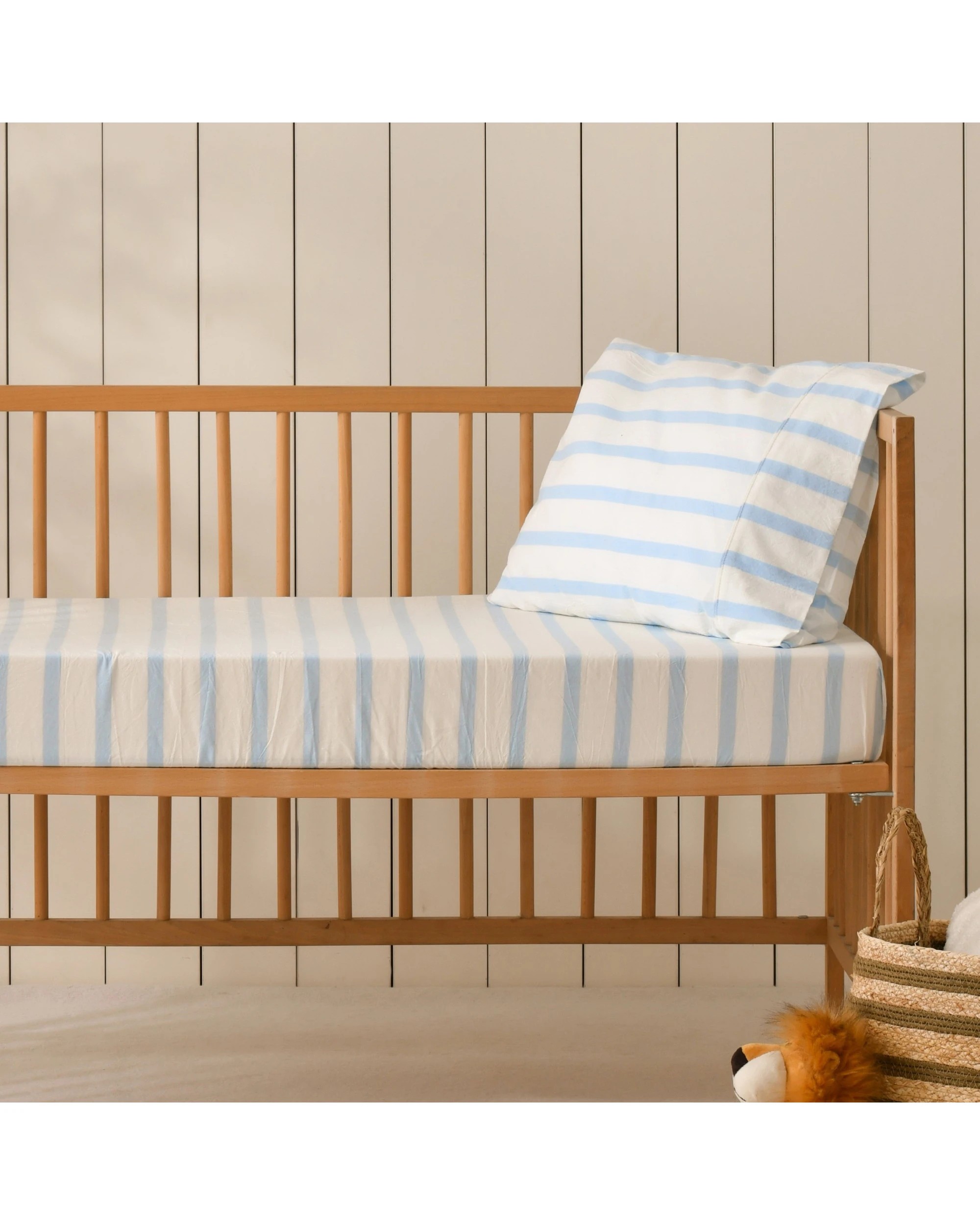 1 Dreamaker Baby Bask Washed Cotton Yarn Dyed Stripe Combo Set - COT Size - Sky, 1 of 7