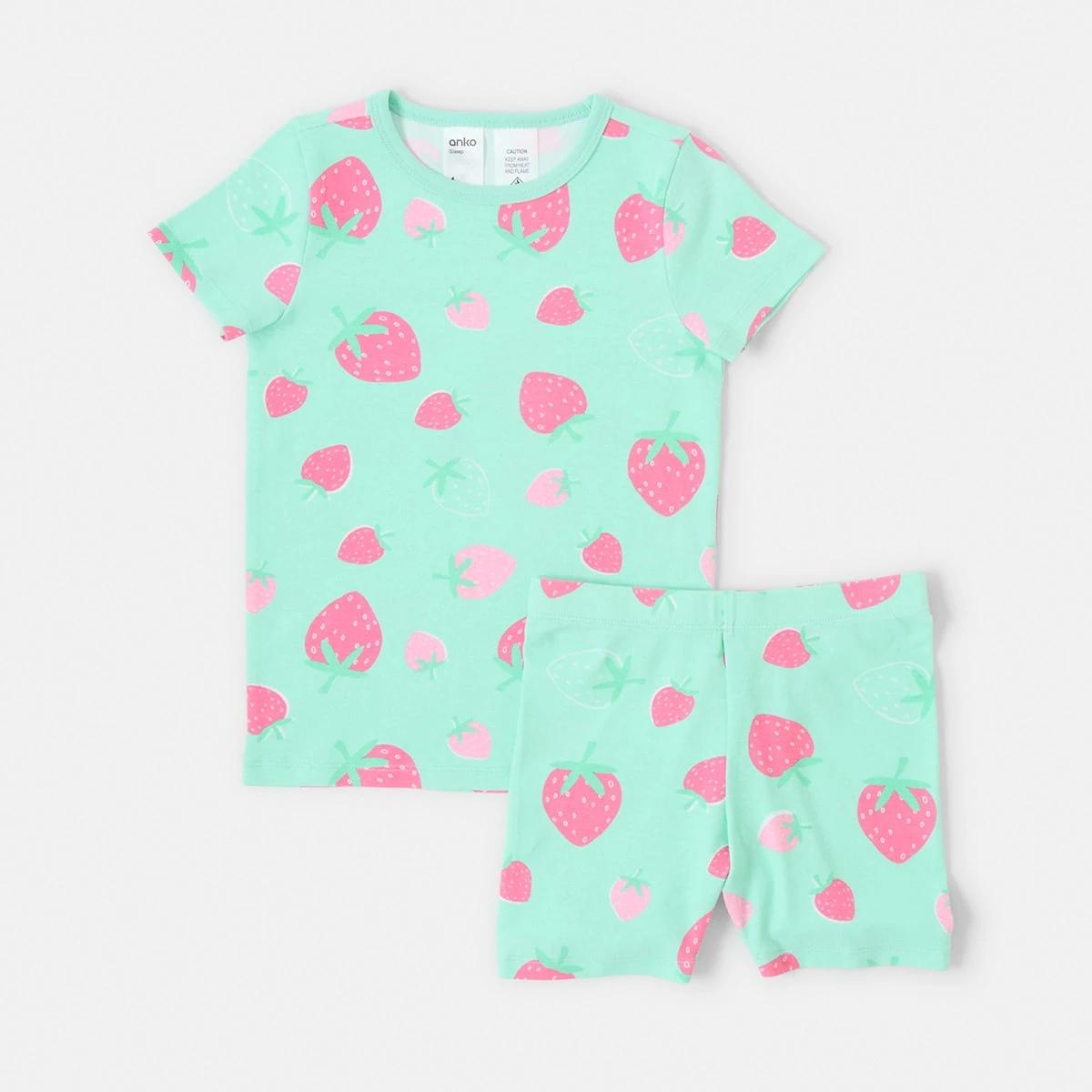 7 Short Sleeve Skinny Rib Knit Pyjama Set Strwbrywhl, 7 of 10