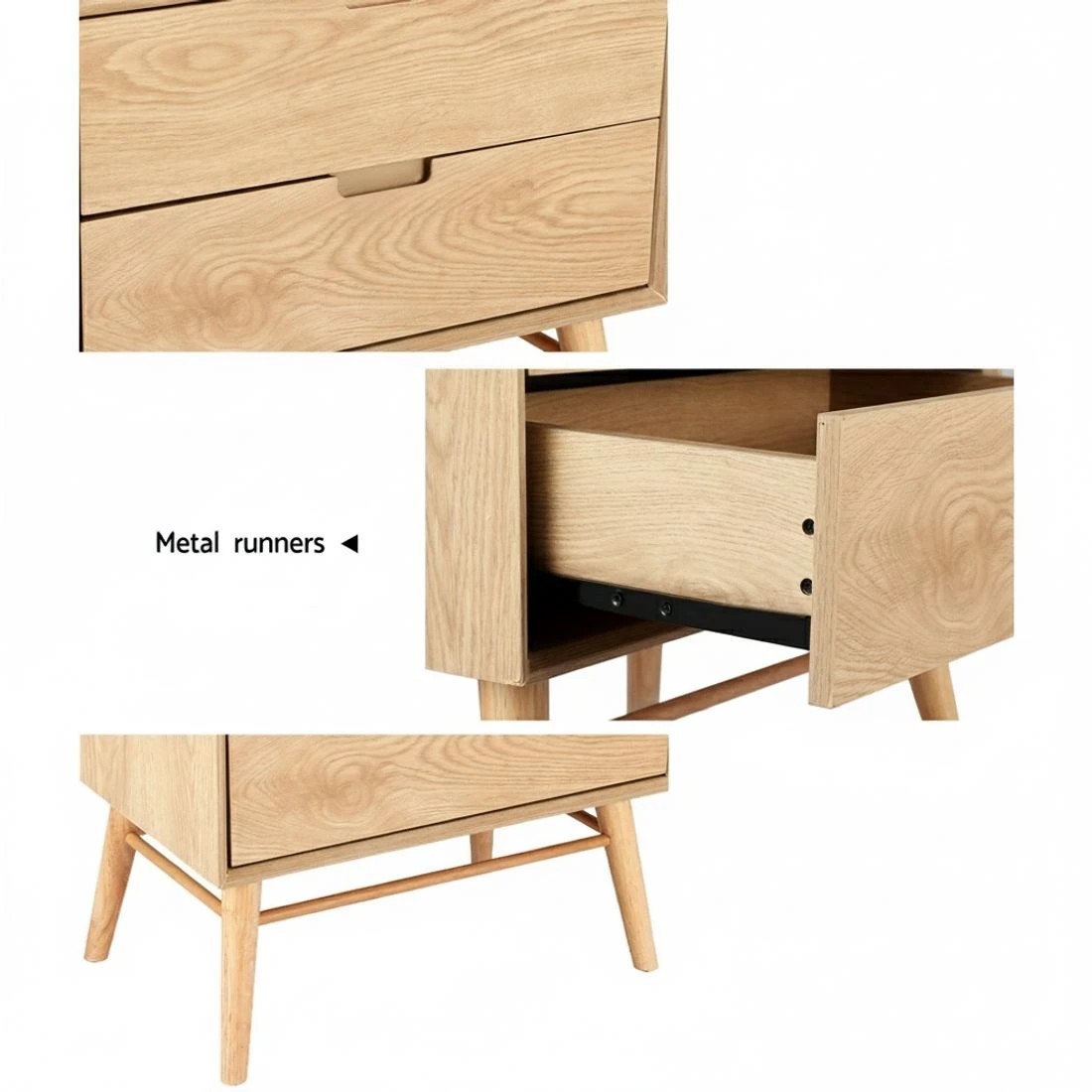 5 Artiss Bedside Table 2 Drawers - Natural, 5 of 5