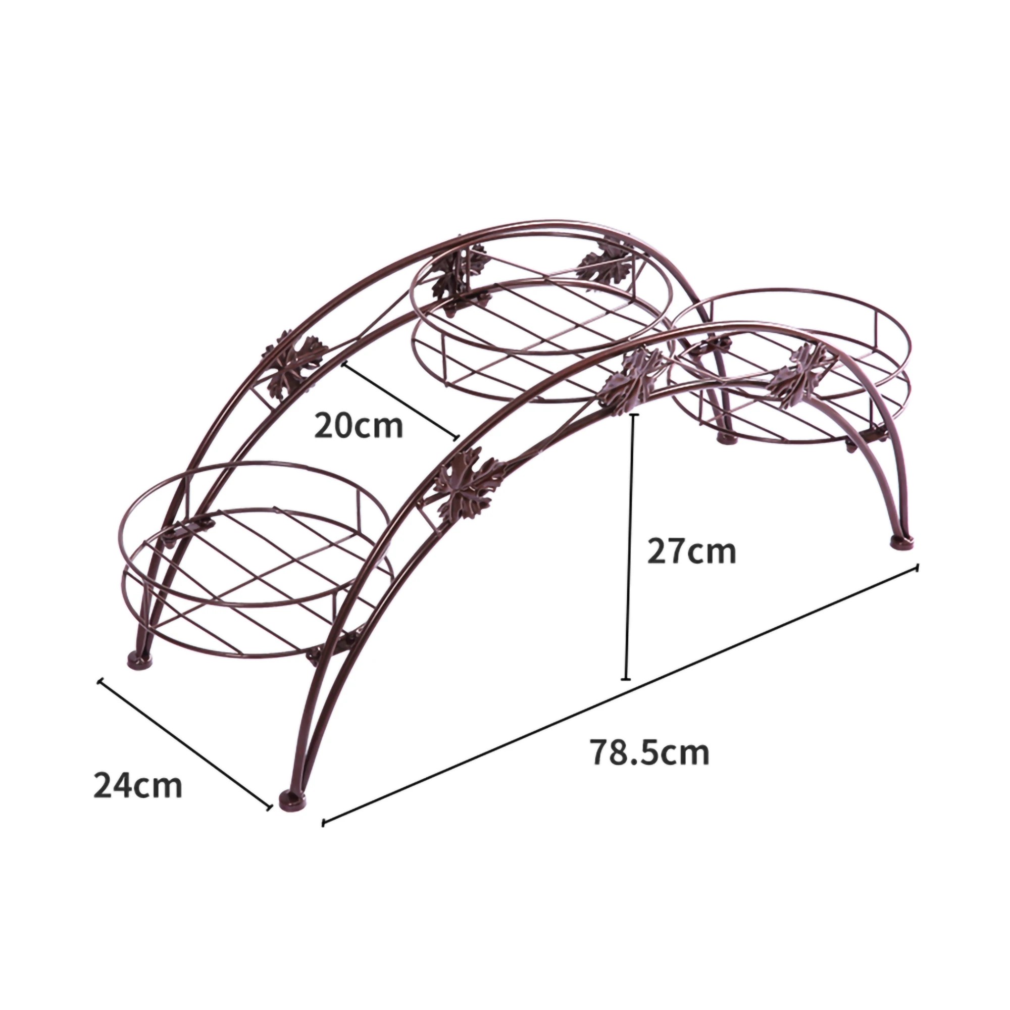 3 Levede Arch Shape Metal Plant Stand with 3 Plant Pot Space - Bronze, 3 of 6
