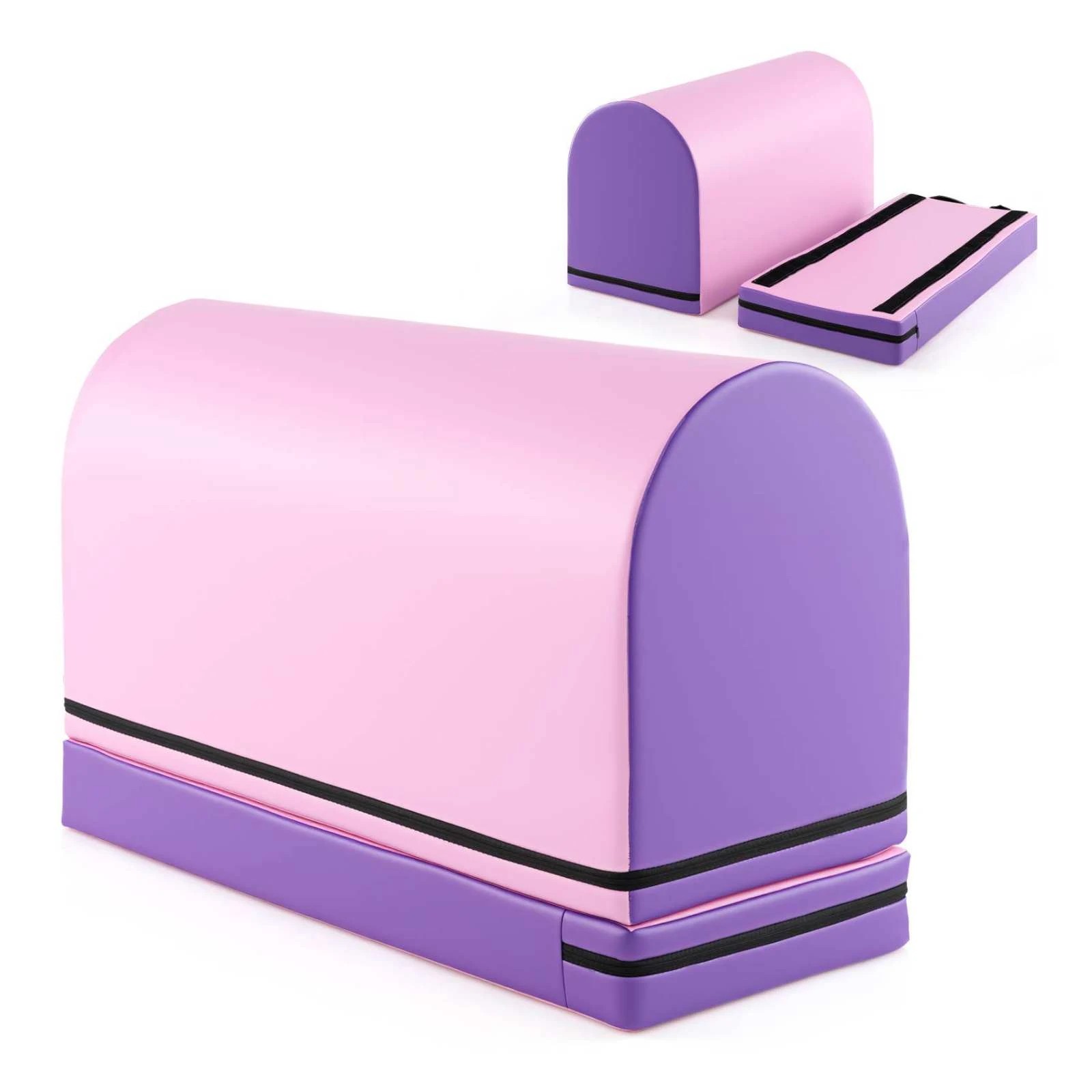 1 Costway Gymnastics Vaulting Box PU Leather Tumbling Aid Trainer - Purple, 1 of 1