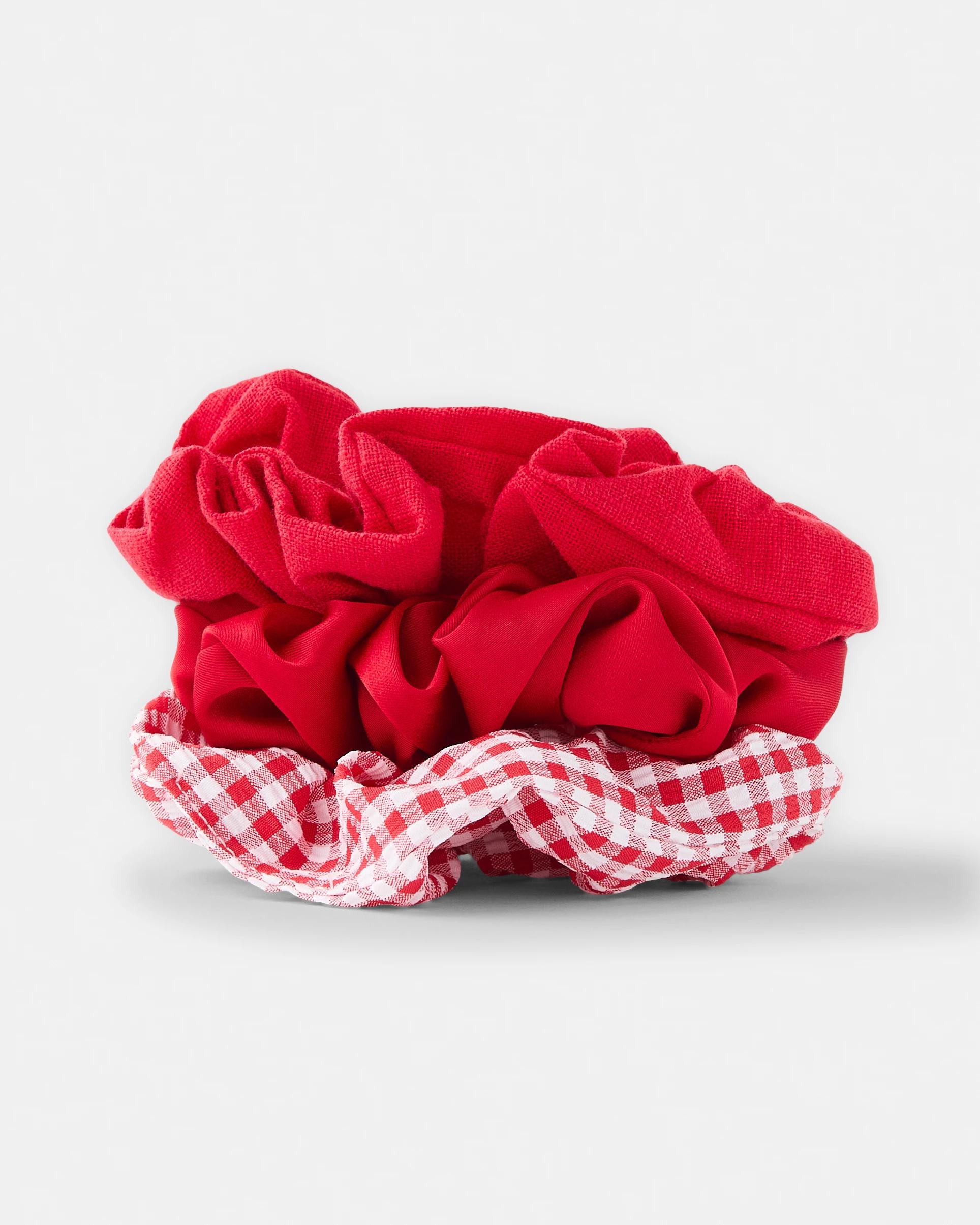 1 3 Pack Gingham Hair Scrunchies Red, 1 of 4