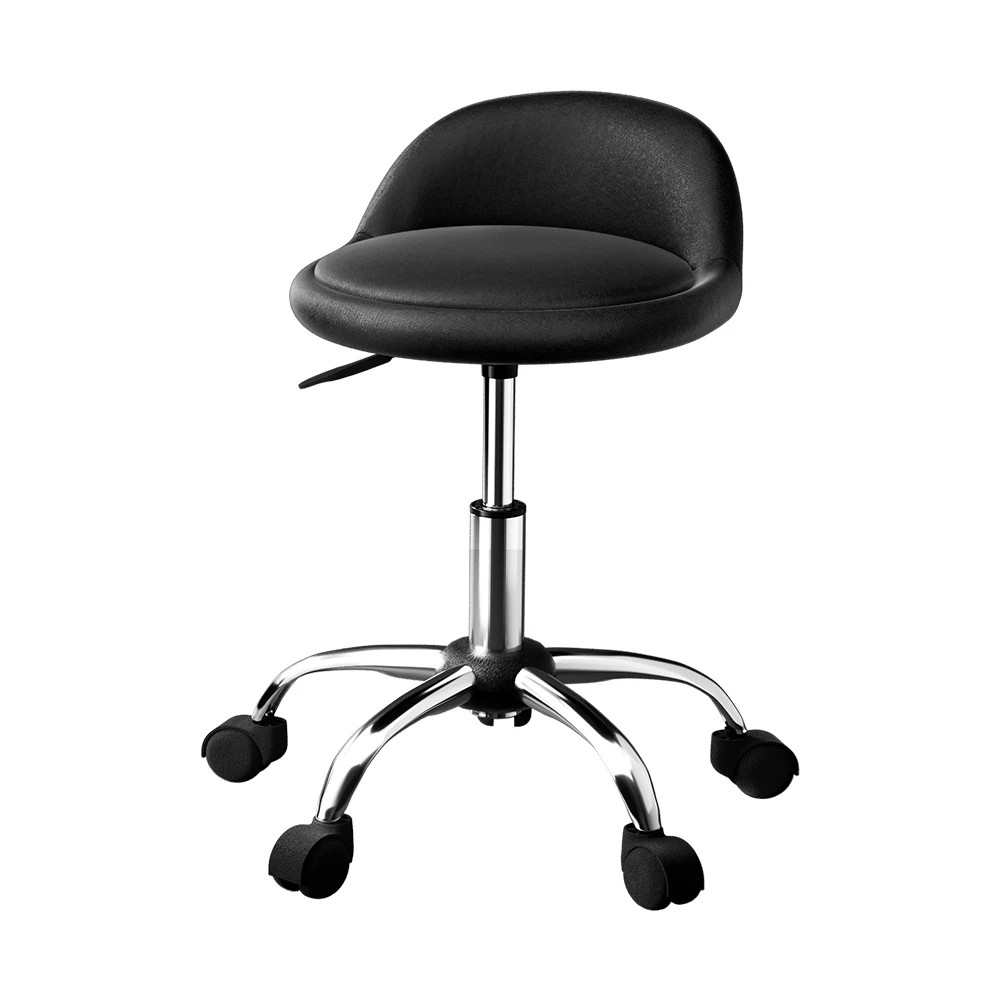 1 Artiss Salon Stool Swivel Chair Backrest Chairs - Black, 1 of 5