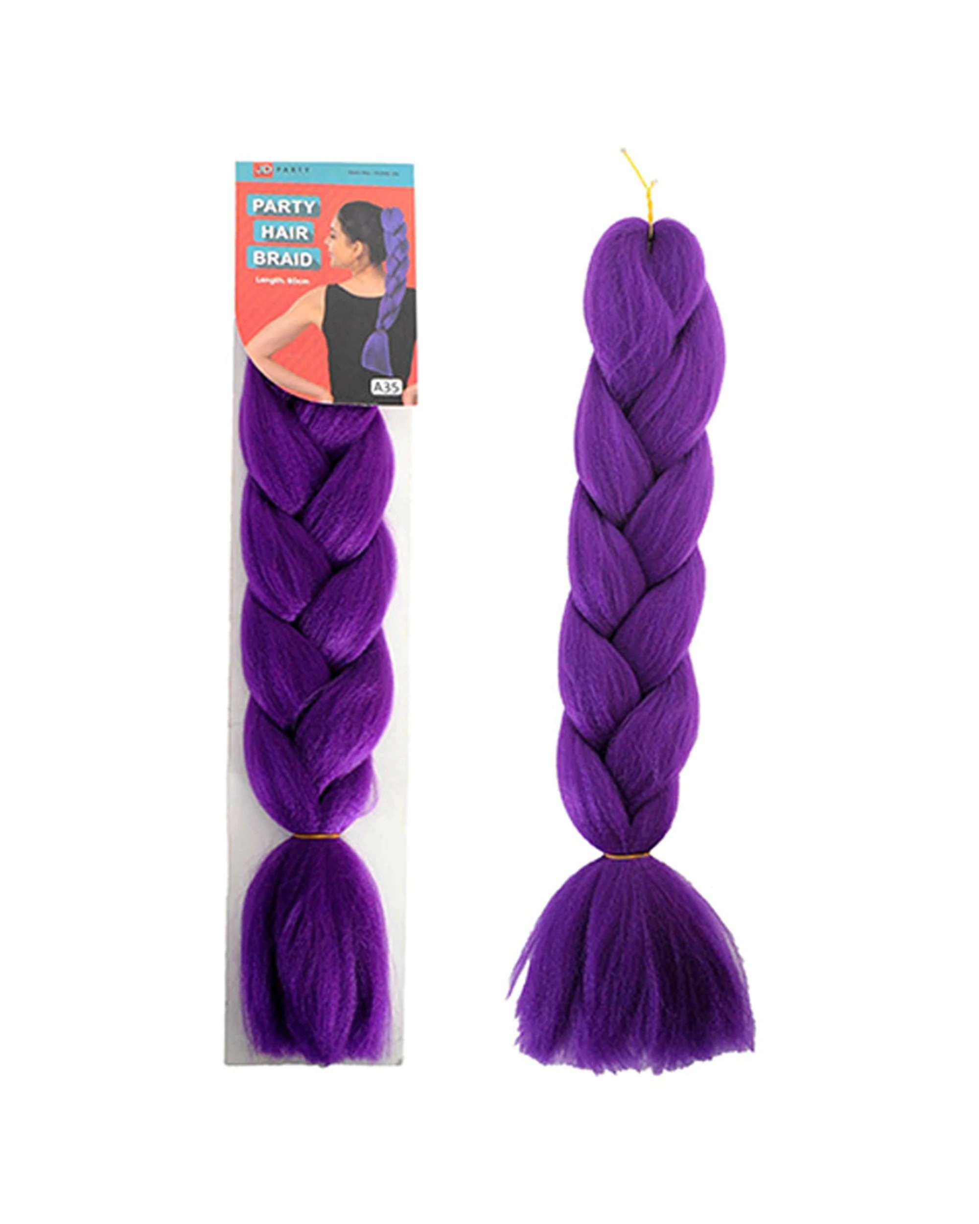 1 JD Party Thick Hair Extension Synthetic Fibre Braids 60cm - Purple, 1 of 1