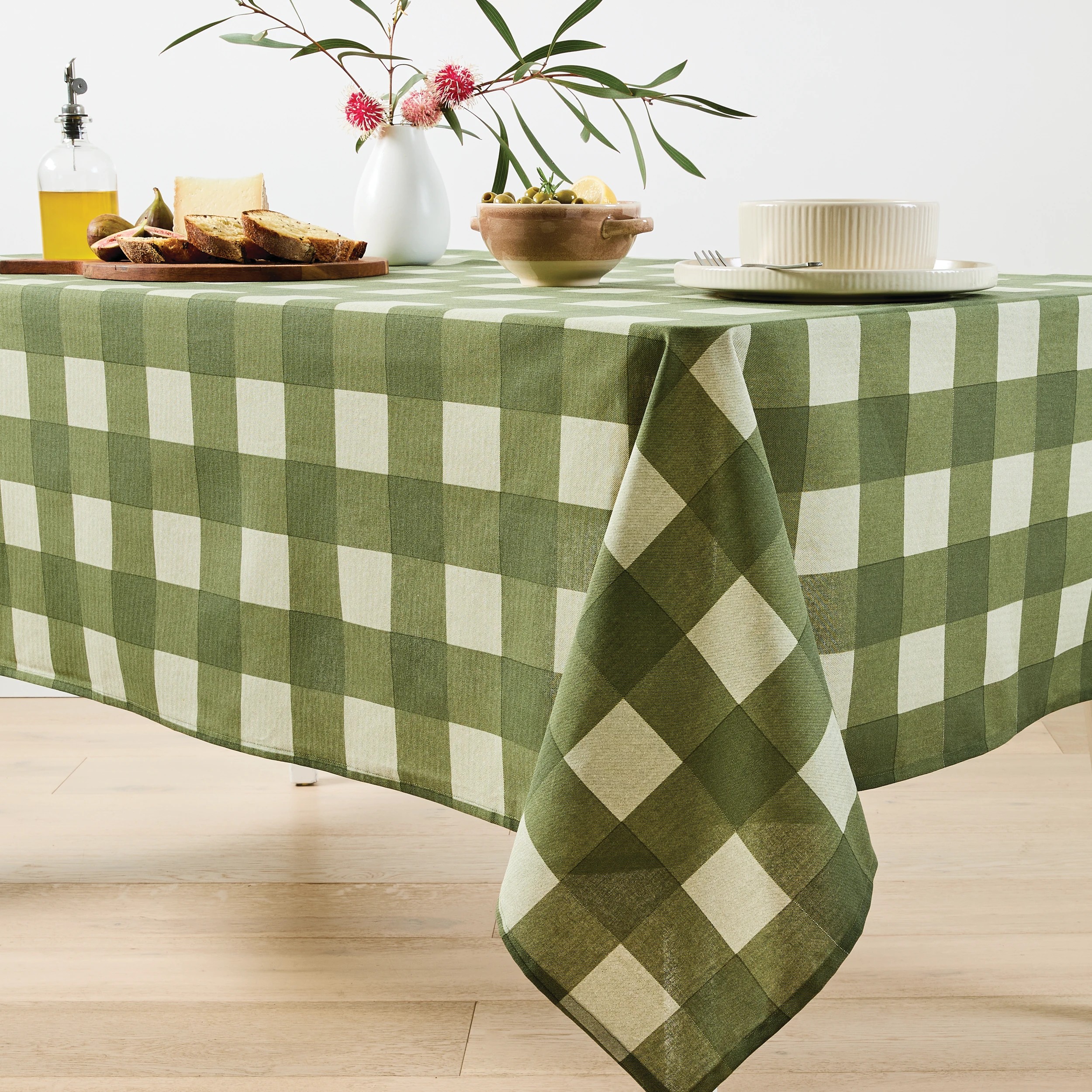 1 Green Gingham Tablecloth, 1 of 4