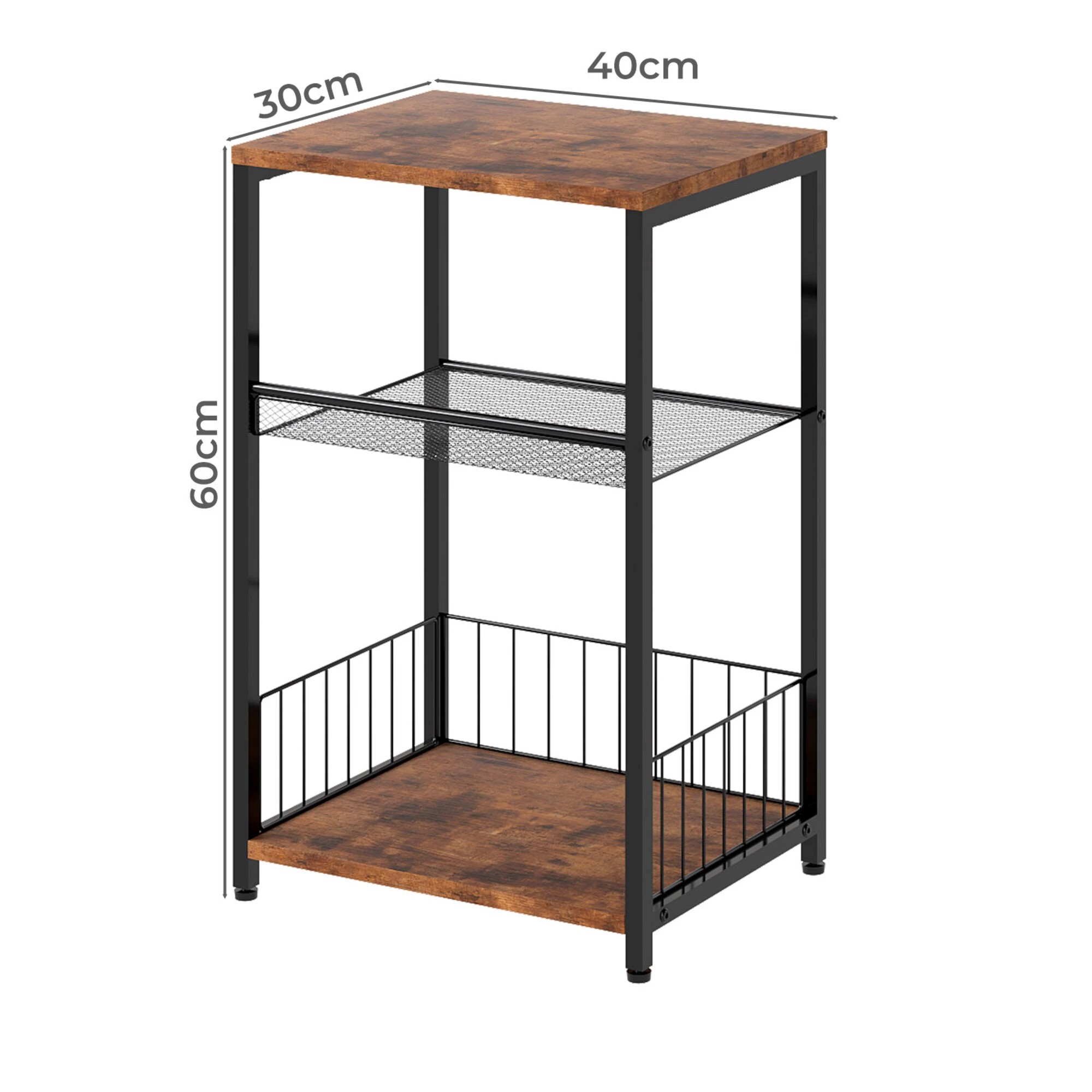 3 Levede Side Table  3 Tier Vintage - Brown, 3 of 9