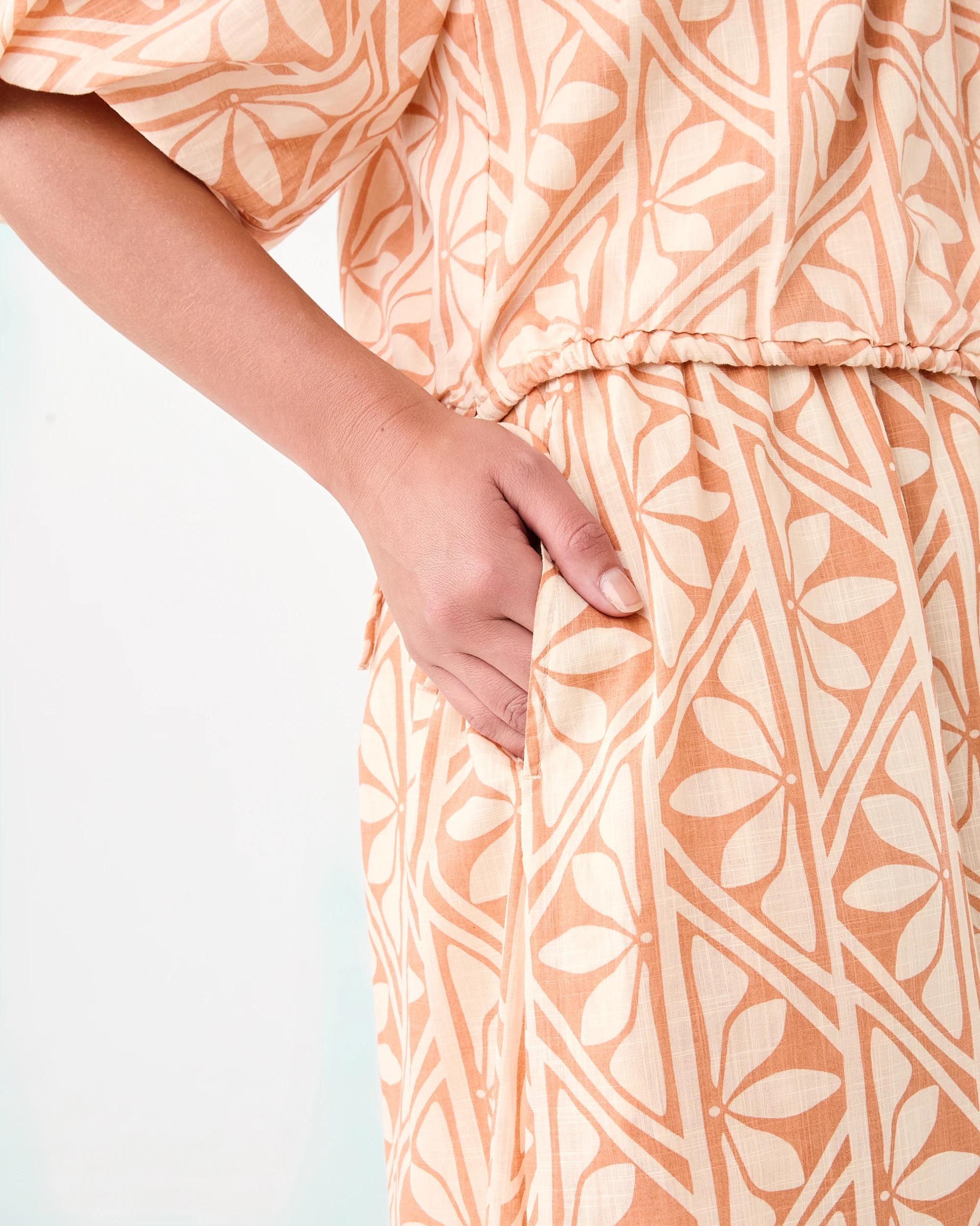 4 Printed A-line Maxi Skirt FLORAL TILE PALE TANGERINE, 4 of 6