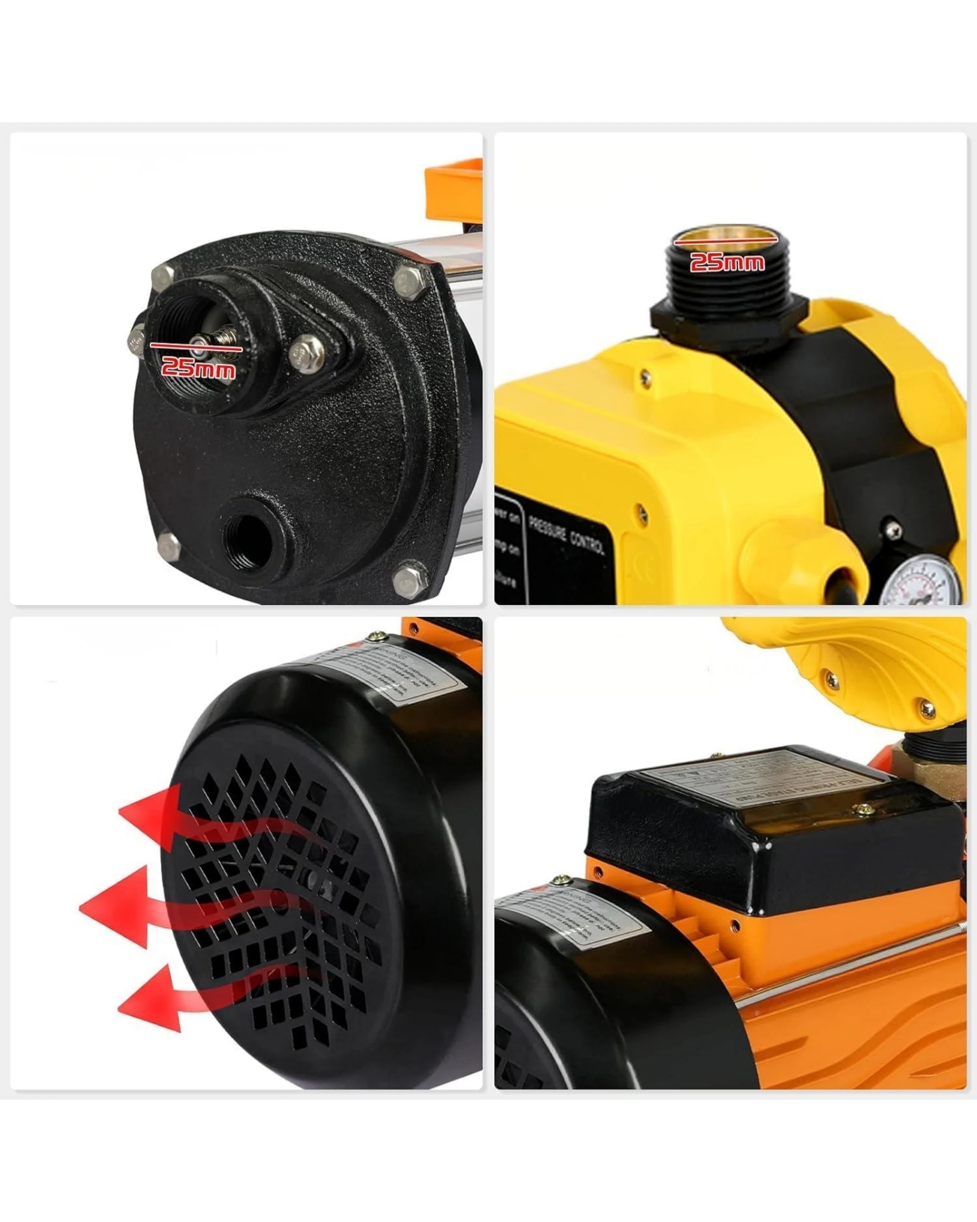 6 Advwin Water Pump 2000W Automatic High Pressure Pump with Controller
 7800L/H 3.5HP - Orange, 6 of 7