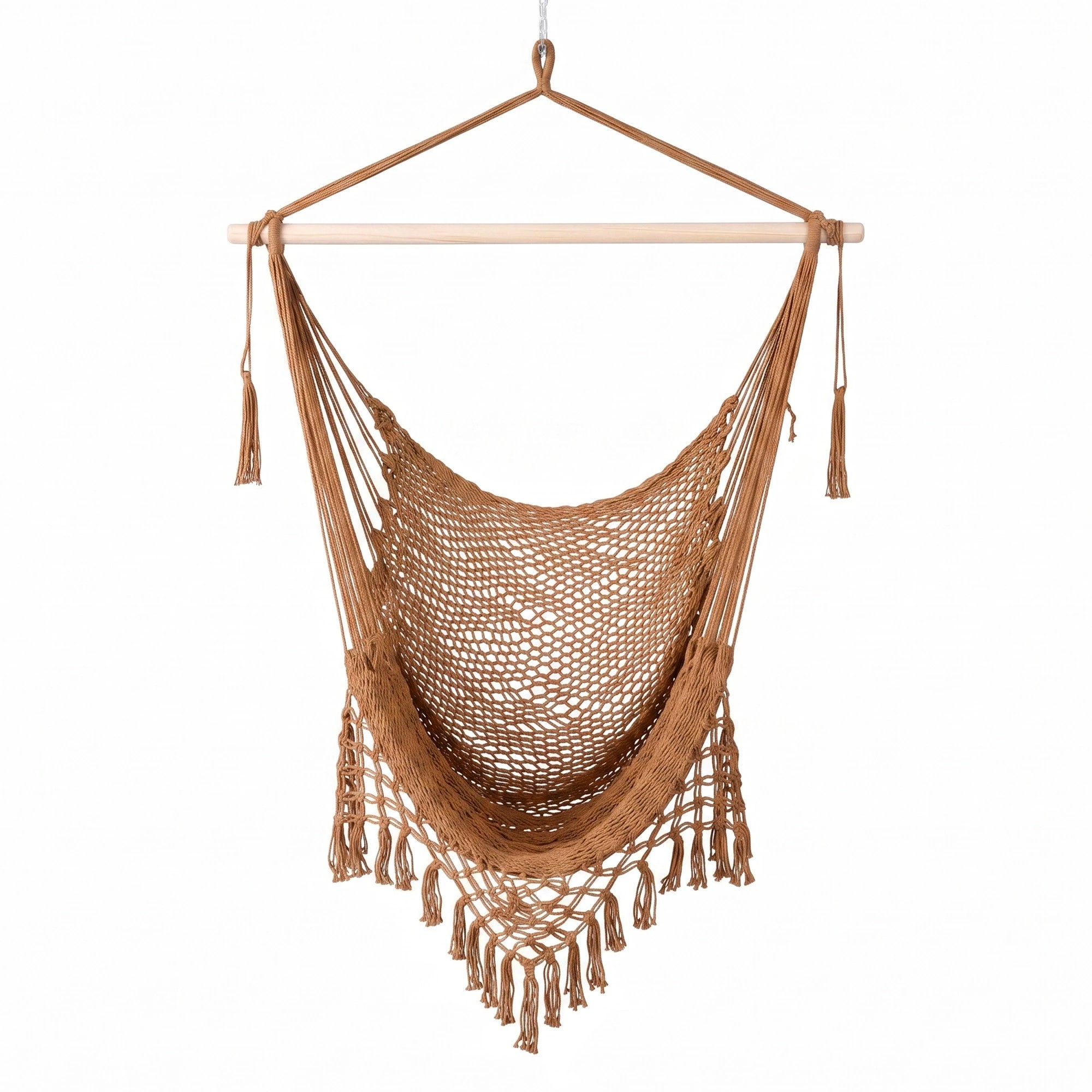 2 Gardeon Hammock Chair Outdoor Furniture Camping Hanging Chair with Spreader Bar Tassels - Brown, 2 of 8