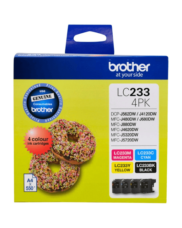 Brother LC 233 Ink Cartridges 4 Colour Value Pack