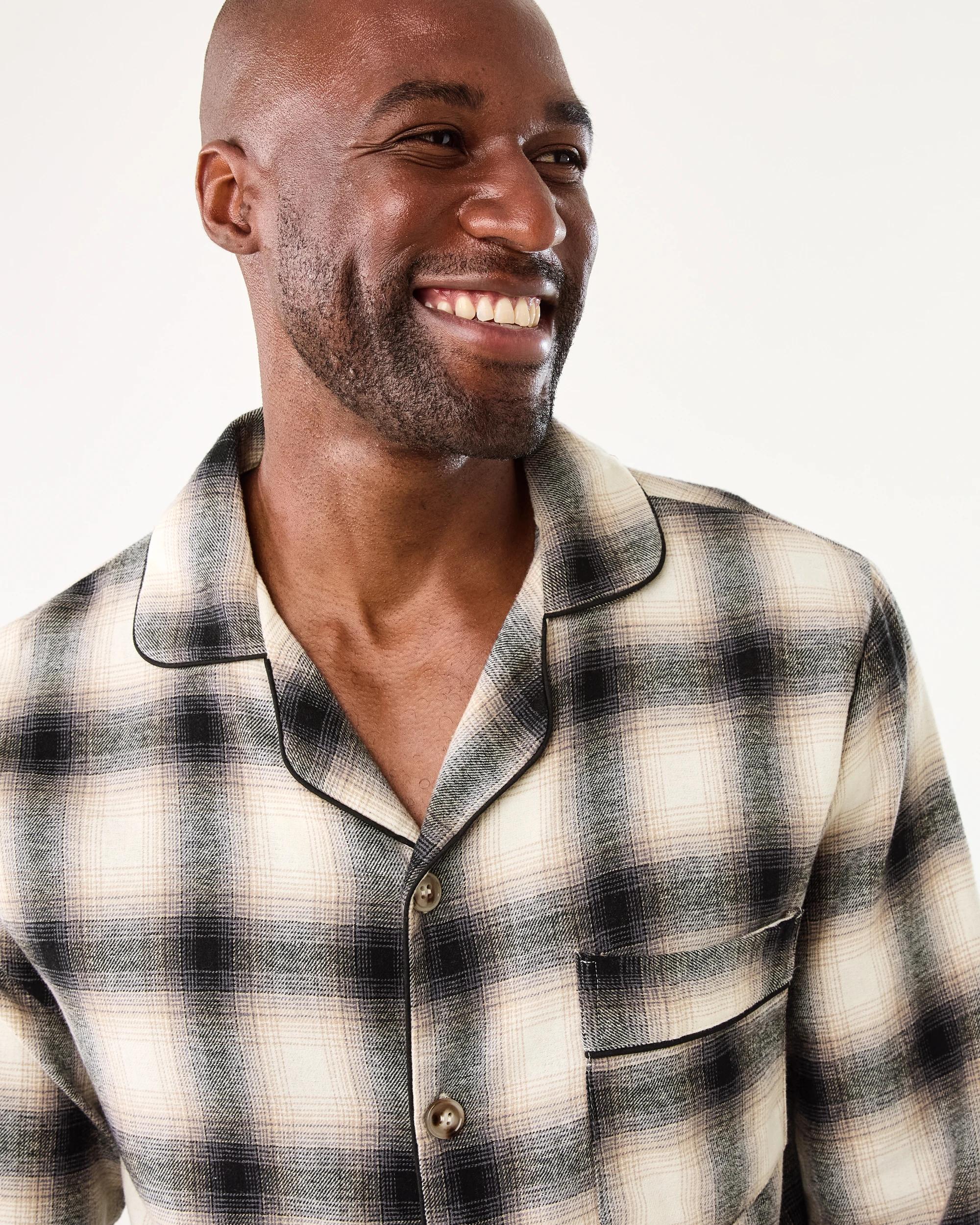 7 Long Sleeve Woven Button Through Pyjama Set Bge Check, 7 of 8