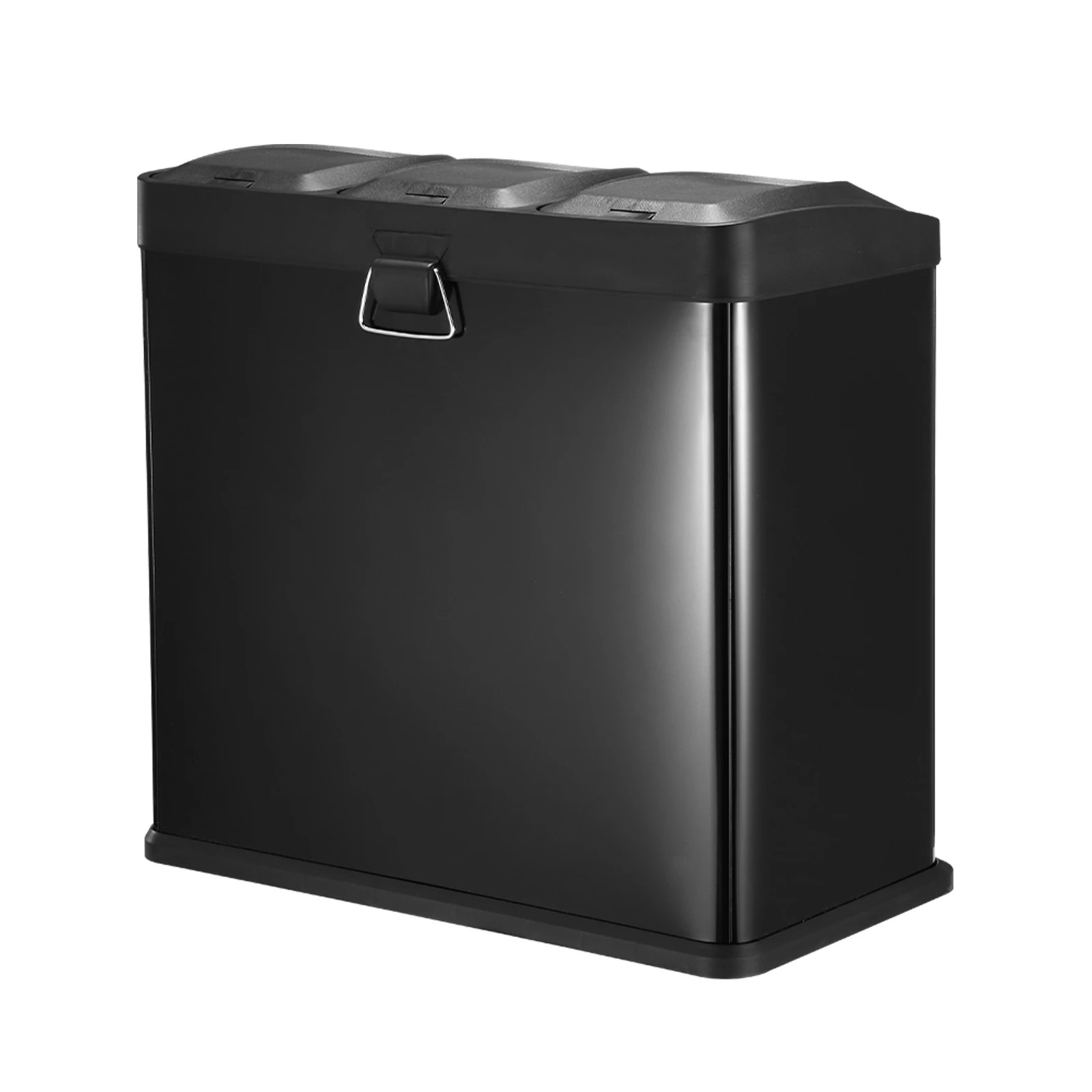 4 Maxkon 54L Rubbish Bin Triple Compartment Pedal Recycling Kitchen Waste Garbage Household Stepbin Coated Steel Black, 4 of 6