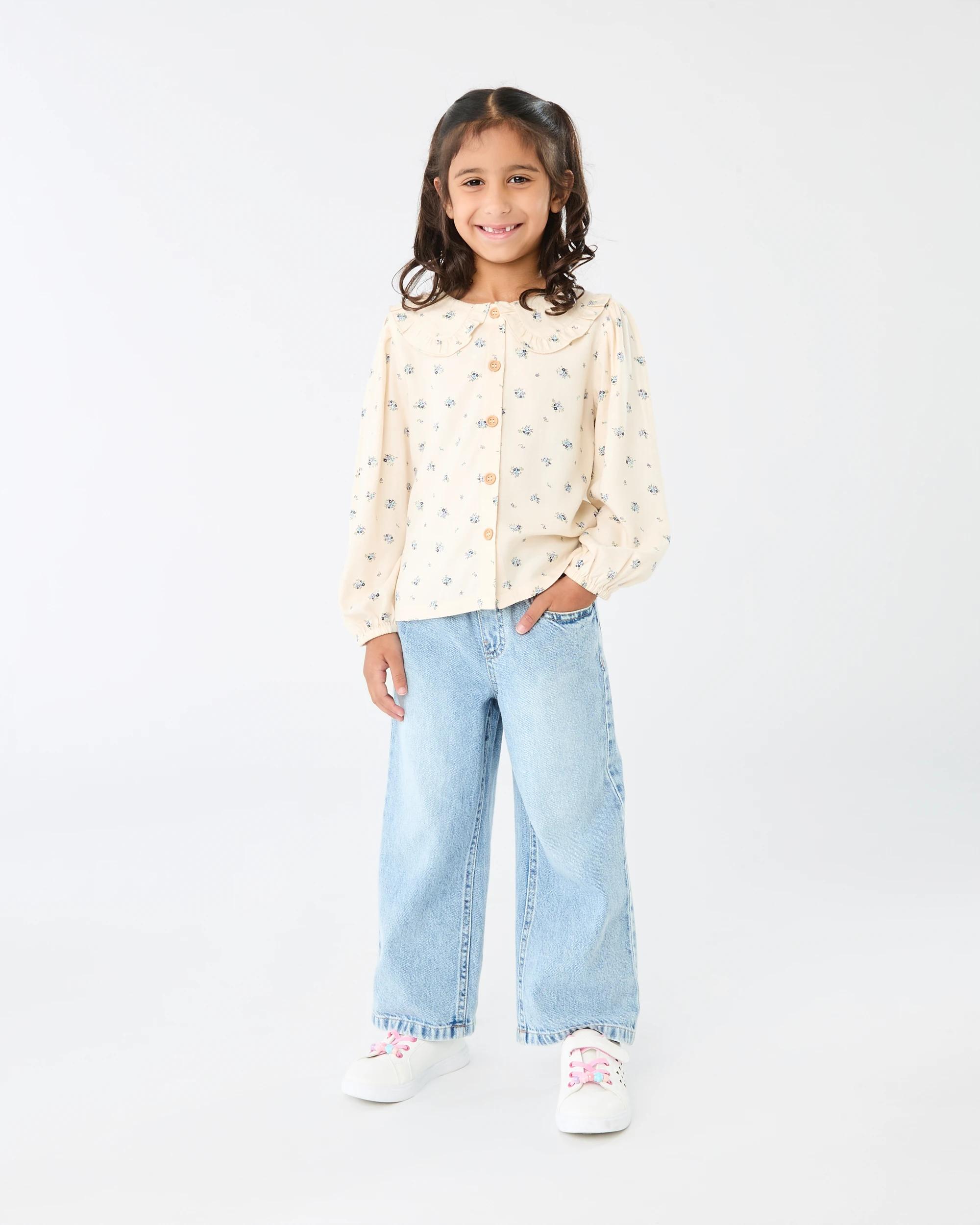 8 Long Sleeve Frill Shirt Bge Floral, 8 of 9