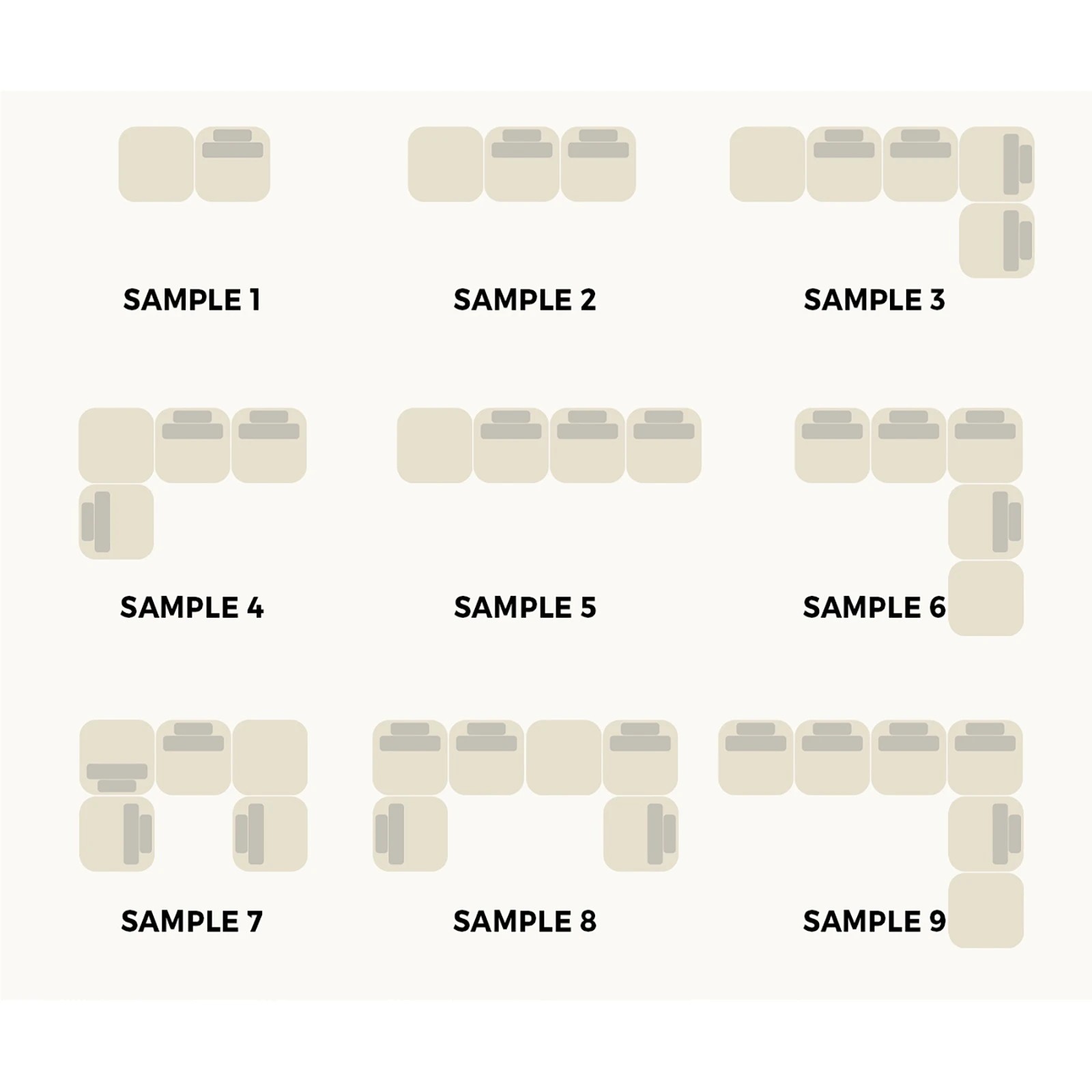 4 Oikiture 4 Seater Boucle Modular Sofa & Ottoman Set Armless Tofu Back
 - White - White, 4 of 10