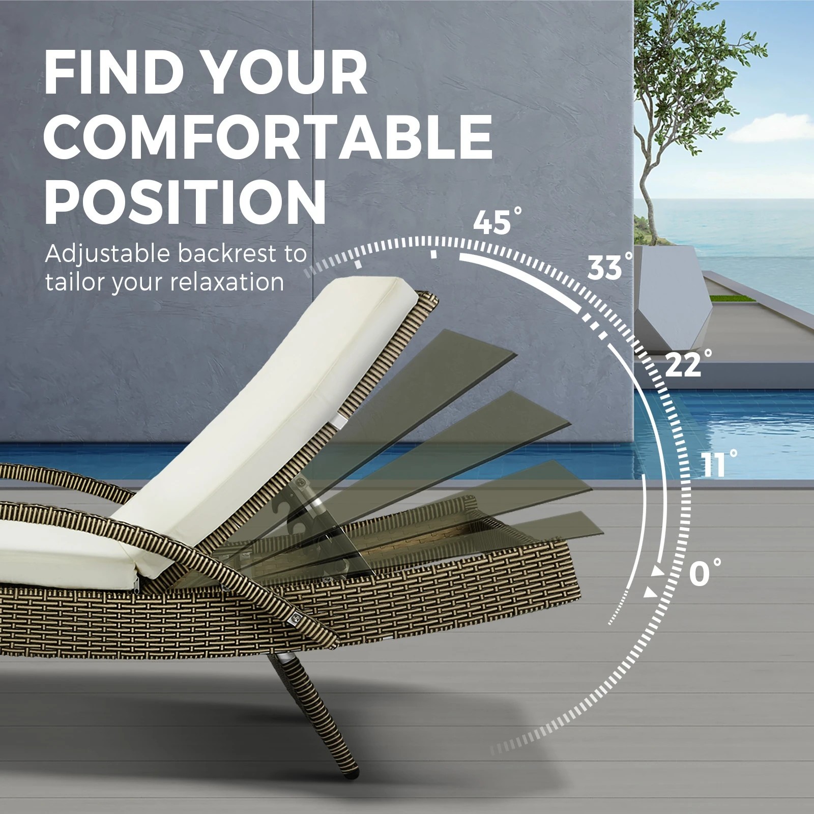 8 Livsip Sun Lounge Wicker Lounger Outdoor Furniture Beach Chair Patio
 - Grey, 8 of 9