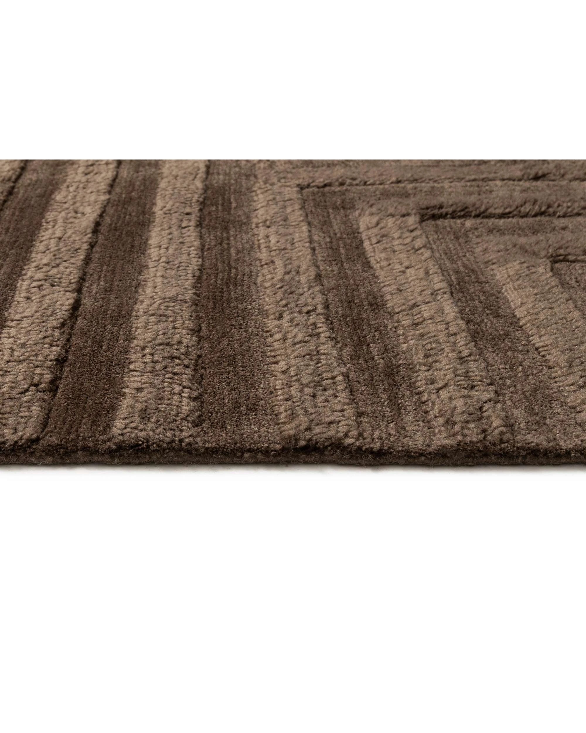 6 Loopsie Pigneto Mocha Geometric Carved Wool Rug-330cm x 240cm - Brown, 6 of 7