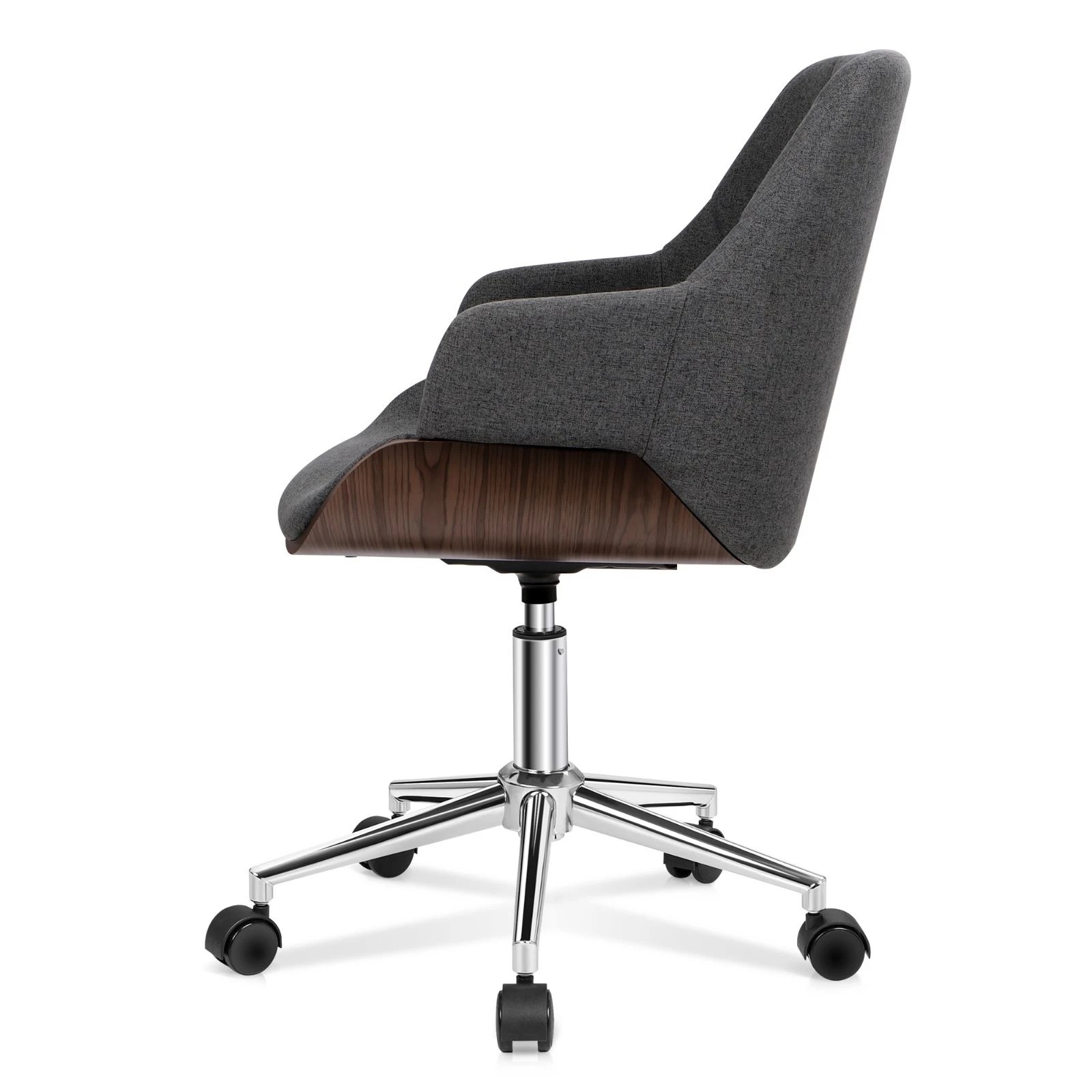 8 Alfordson Wooden Office Chair Computer Chairs Executive Seat Fabric - Grey, 8 of 10