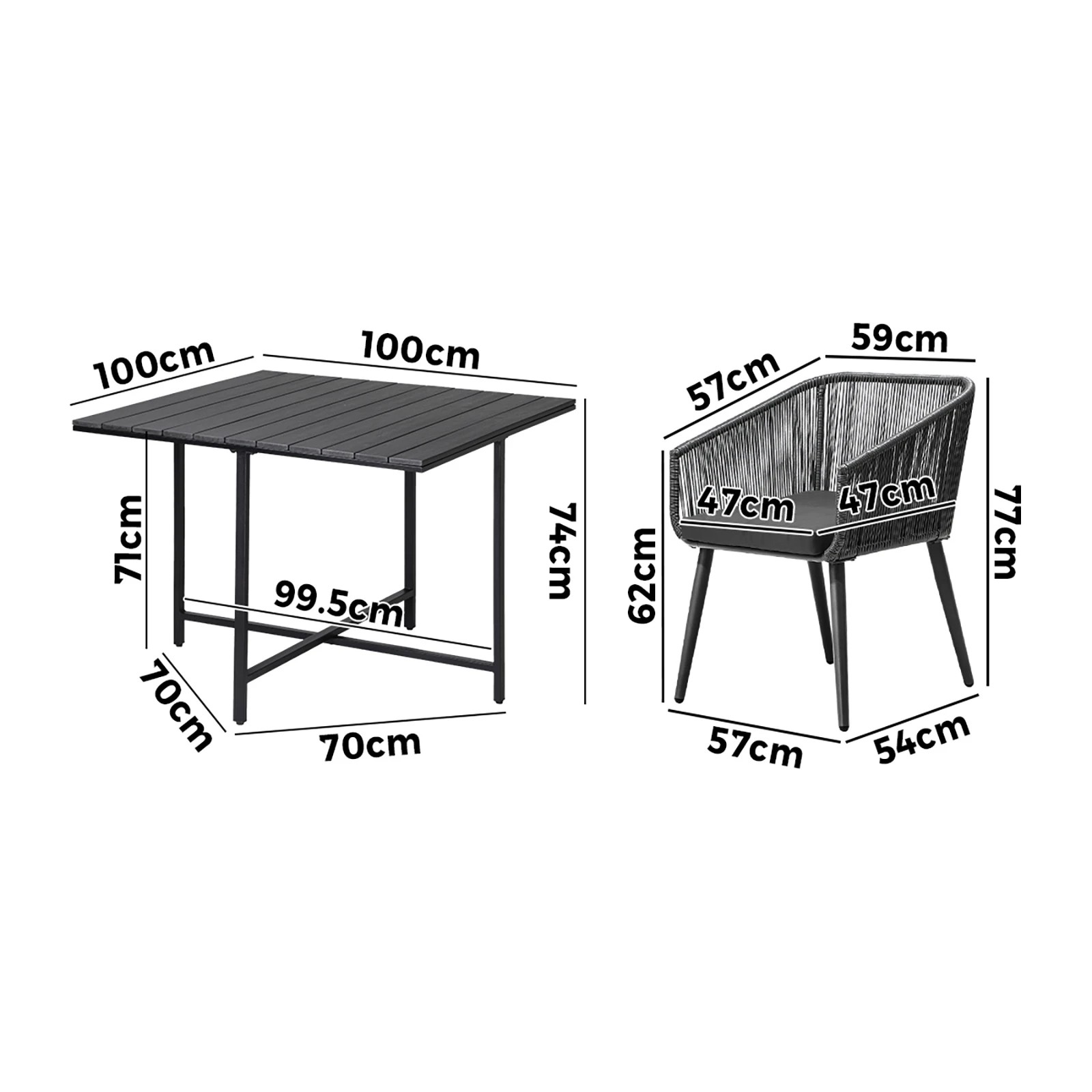 2 Livsip 5pcs Outdoor Dining Set Furniture Black Table Lounge Chairs Patio Setting - Multi, 2 of 10