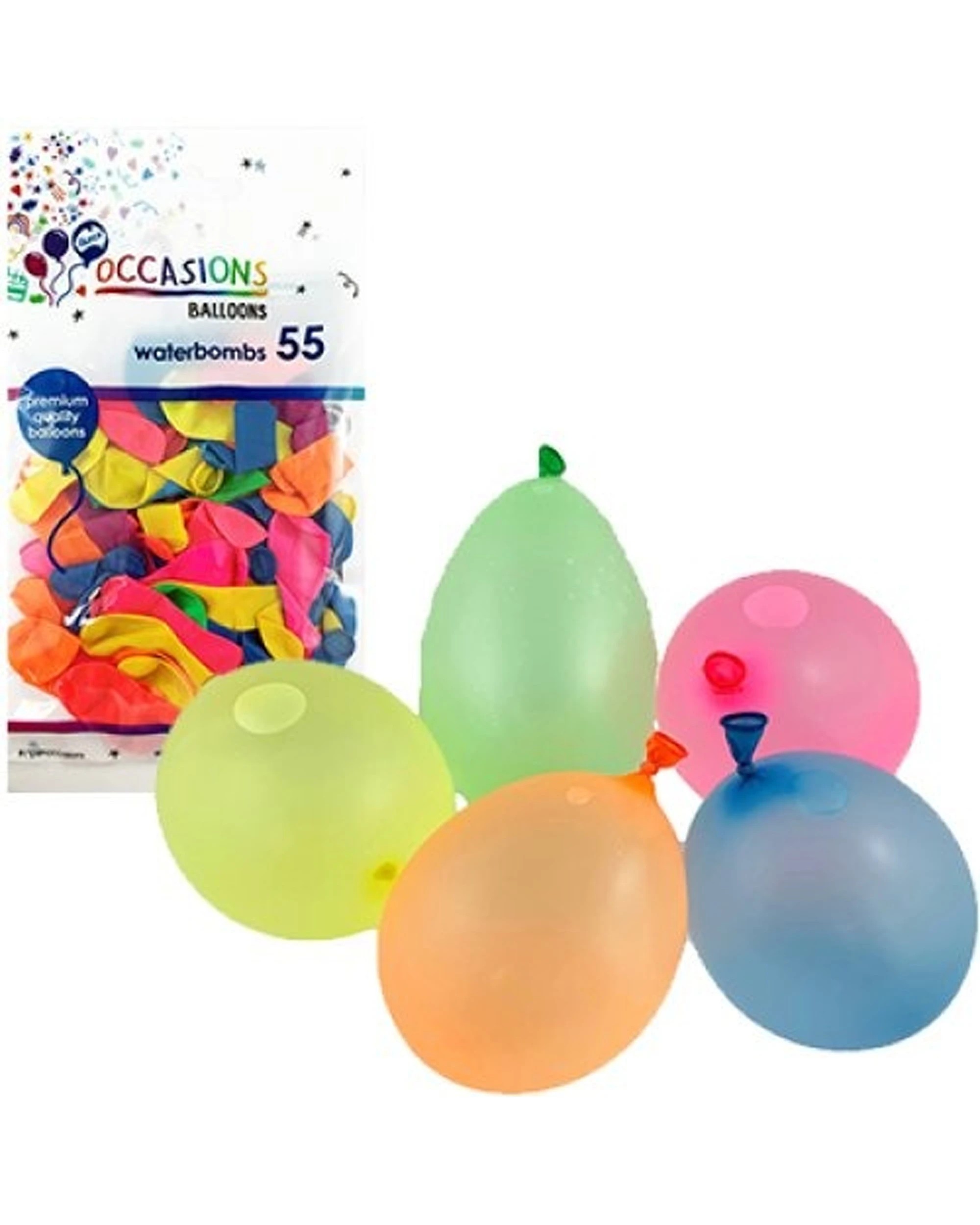 1 Alpen 55pc Waterbomb Balloons Party Fun Outdoor Play - Multi