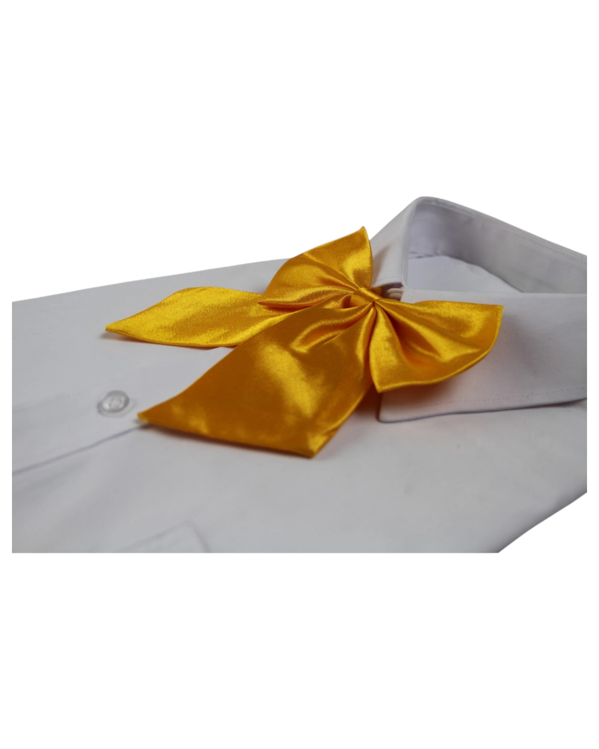3 Zasel Womens Plain Shirt Collar Bow Tie - Yellow, 3 of 4