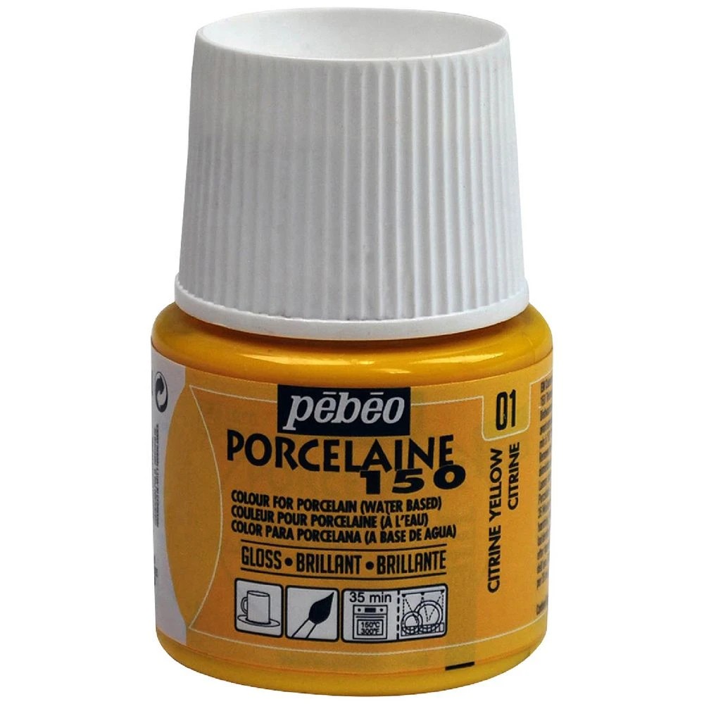 1 Pebeo Porcelaine 150 Paint 45ml Citrine Yellow, 1 of 1