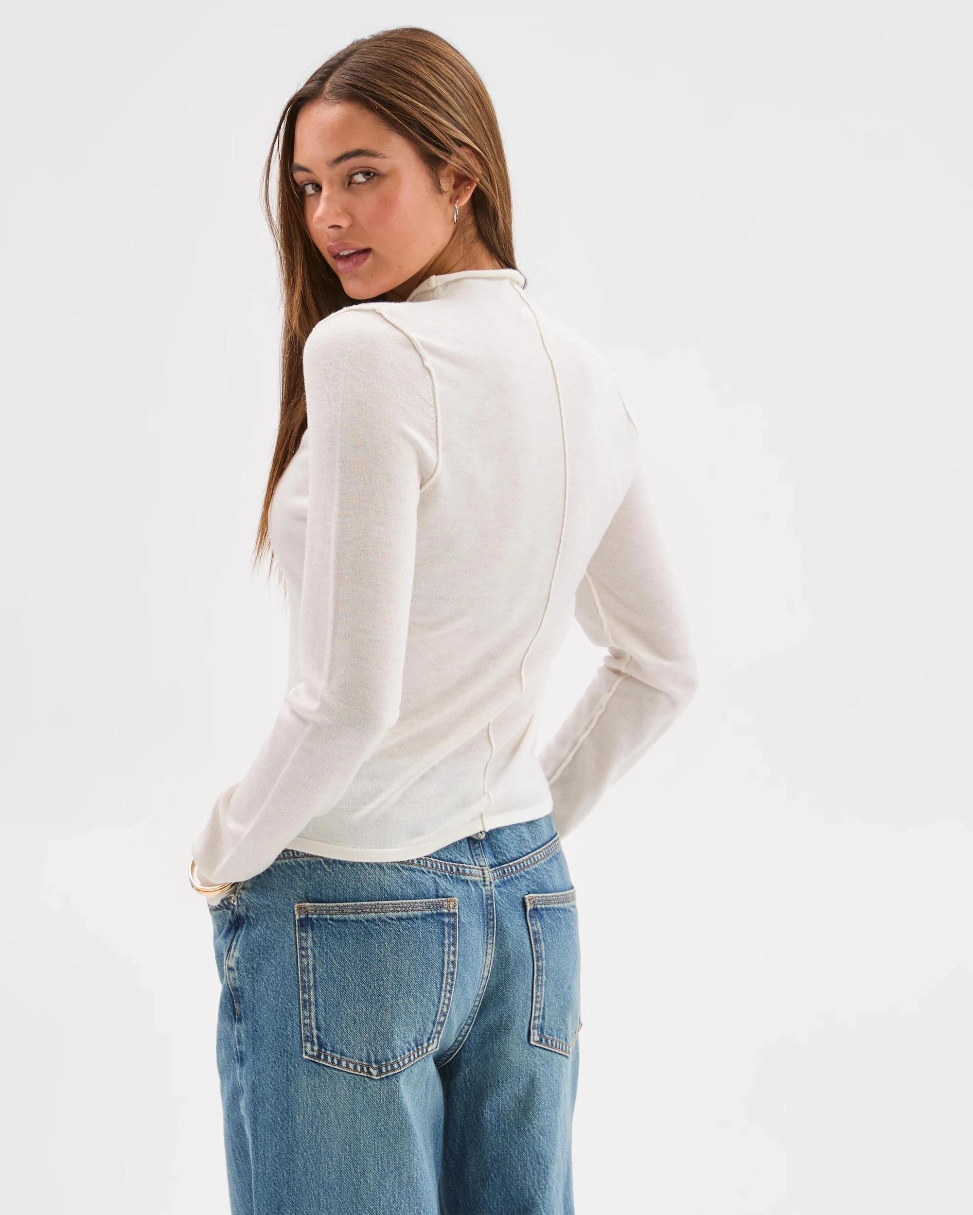 6 Lily Loves Exposed Seam Skivvy Top LIGHT CREAM, 6 of 7