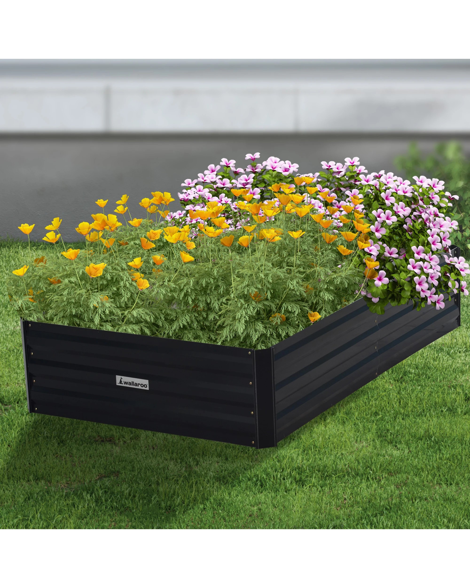 4 Wallaroo Galvanized Steel Raised Garden Bed 150 x 90 x 30cm Plants Vegetables Herbs Flowers - Black, 4 of 5