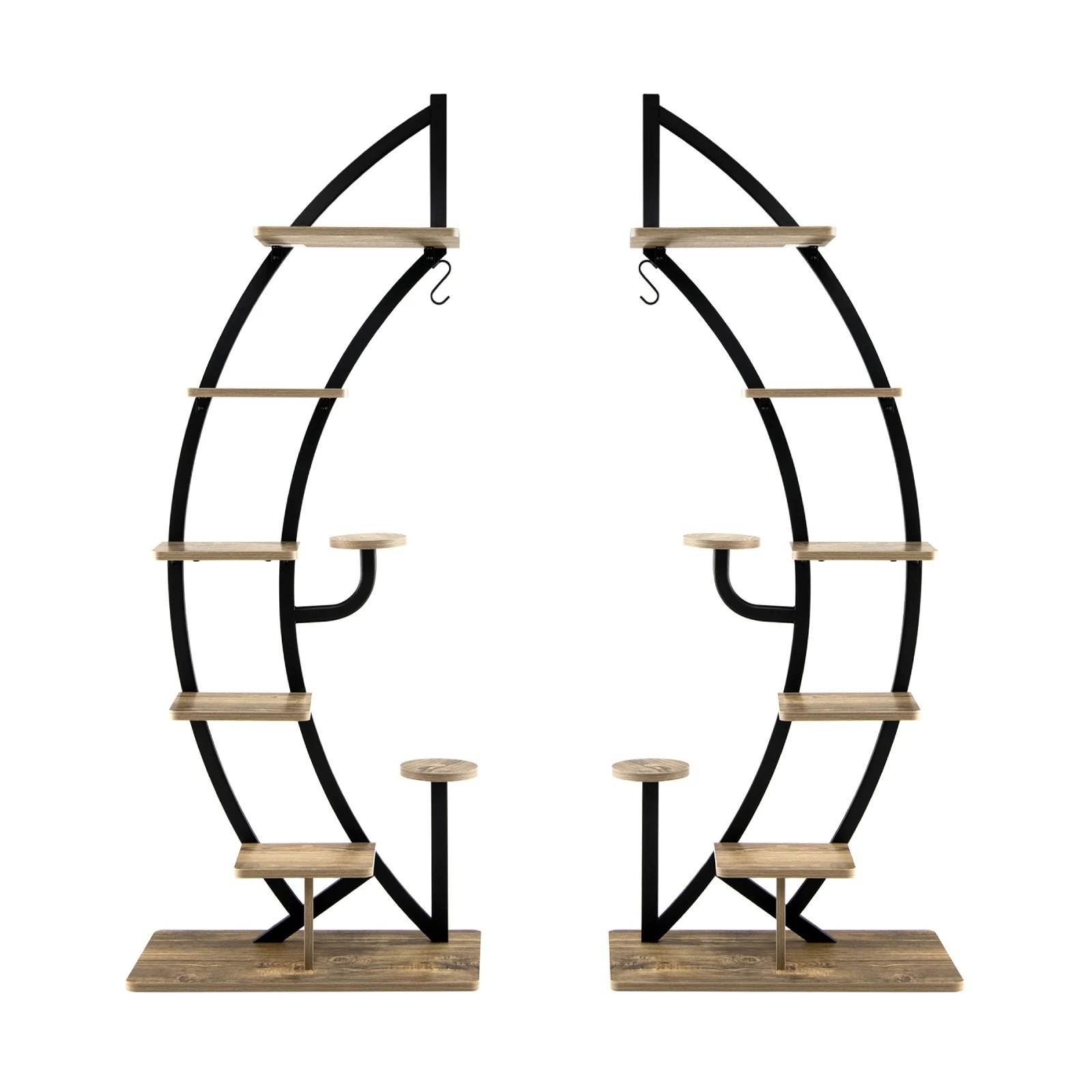 1 Costway 2x Metal Plant Stand 6-Tier Flower Display Shelf w/Hook, 1 of 2