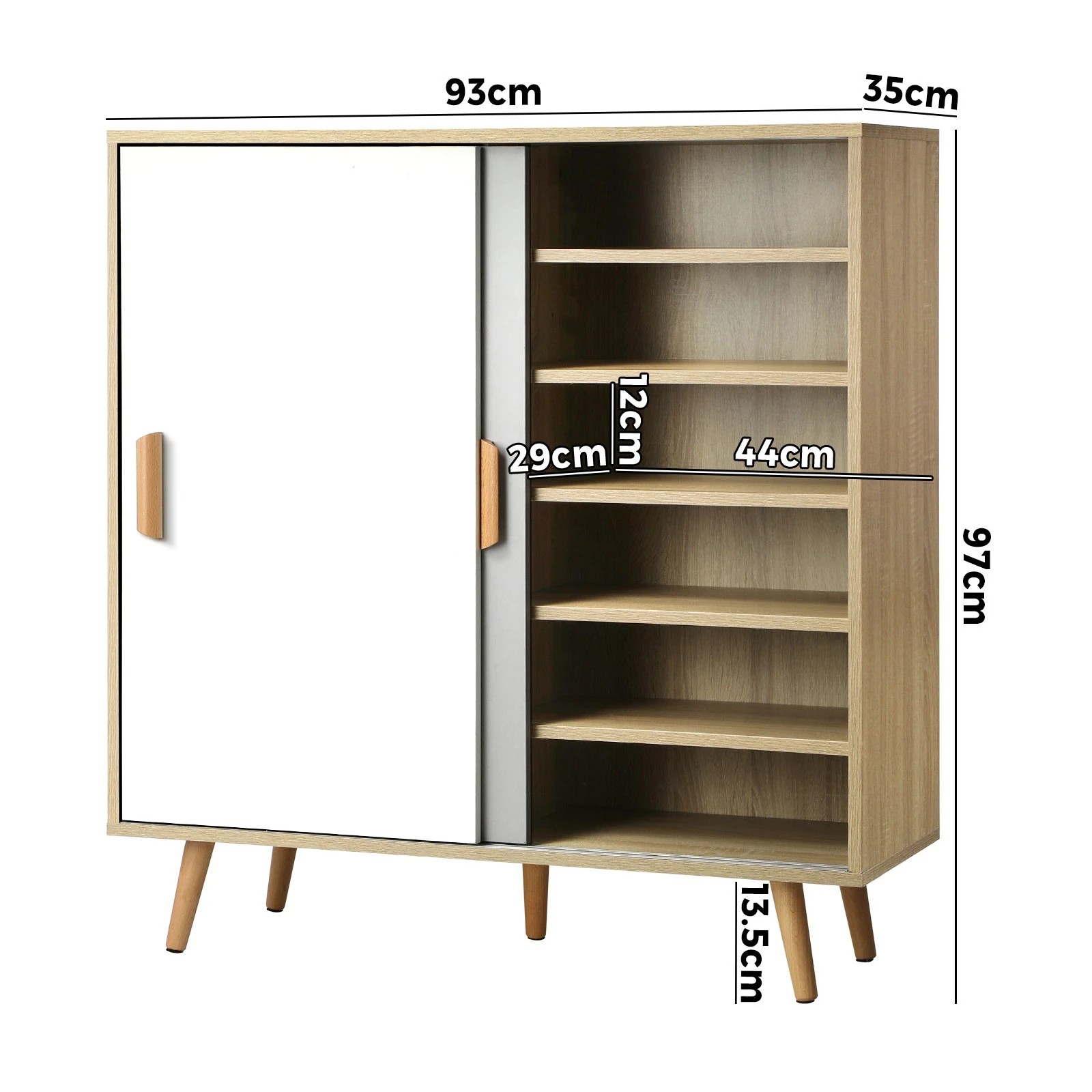 9 Oikiture Shoe Cabinet Storage Organiser Shoes Rack Sideboard Shelf Cupboard
 - Natural, 9 of 9