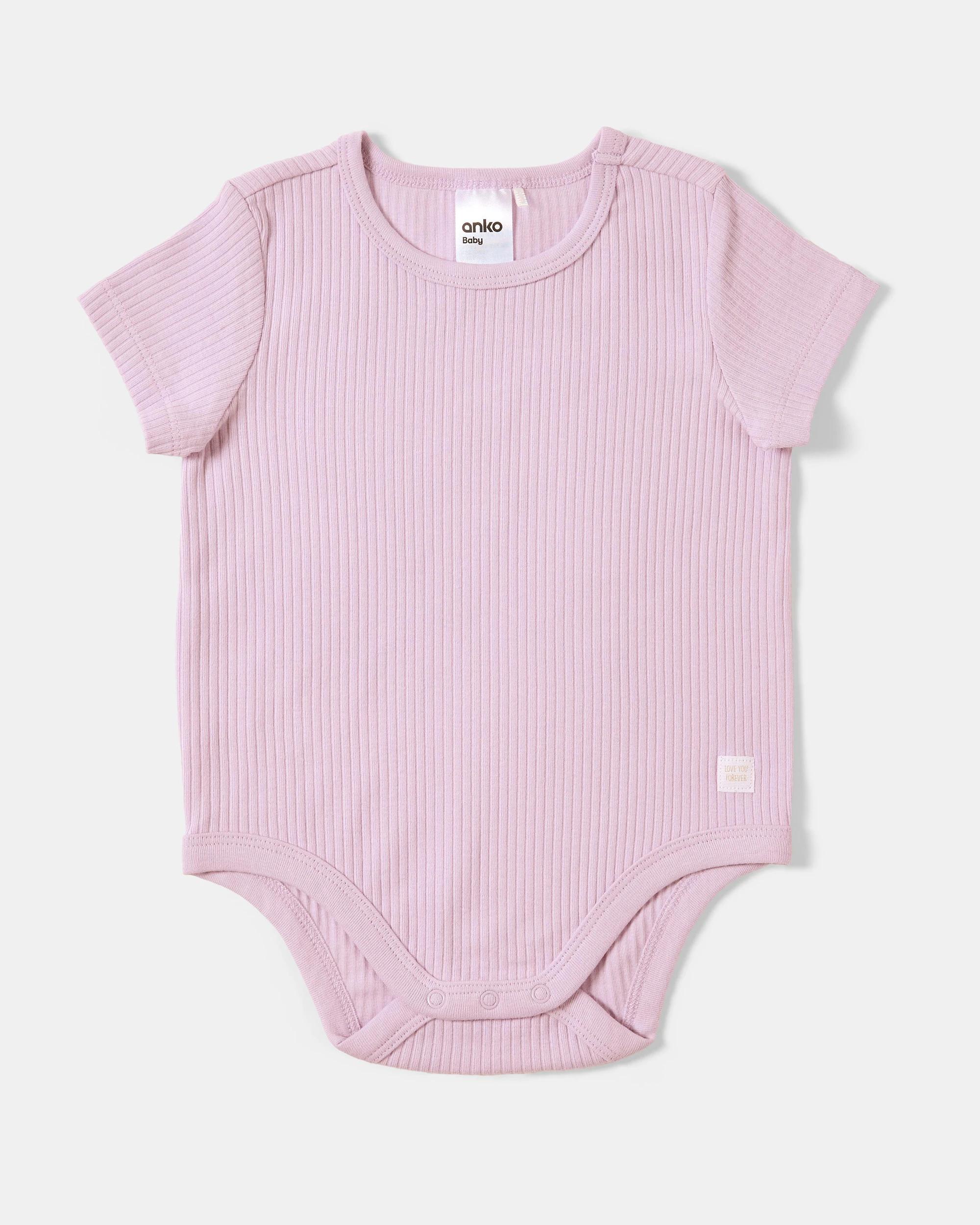 3 3 Pack Short Sleeve Rib Bodysuits Pink Multi, 3 of 8