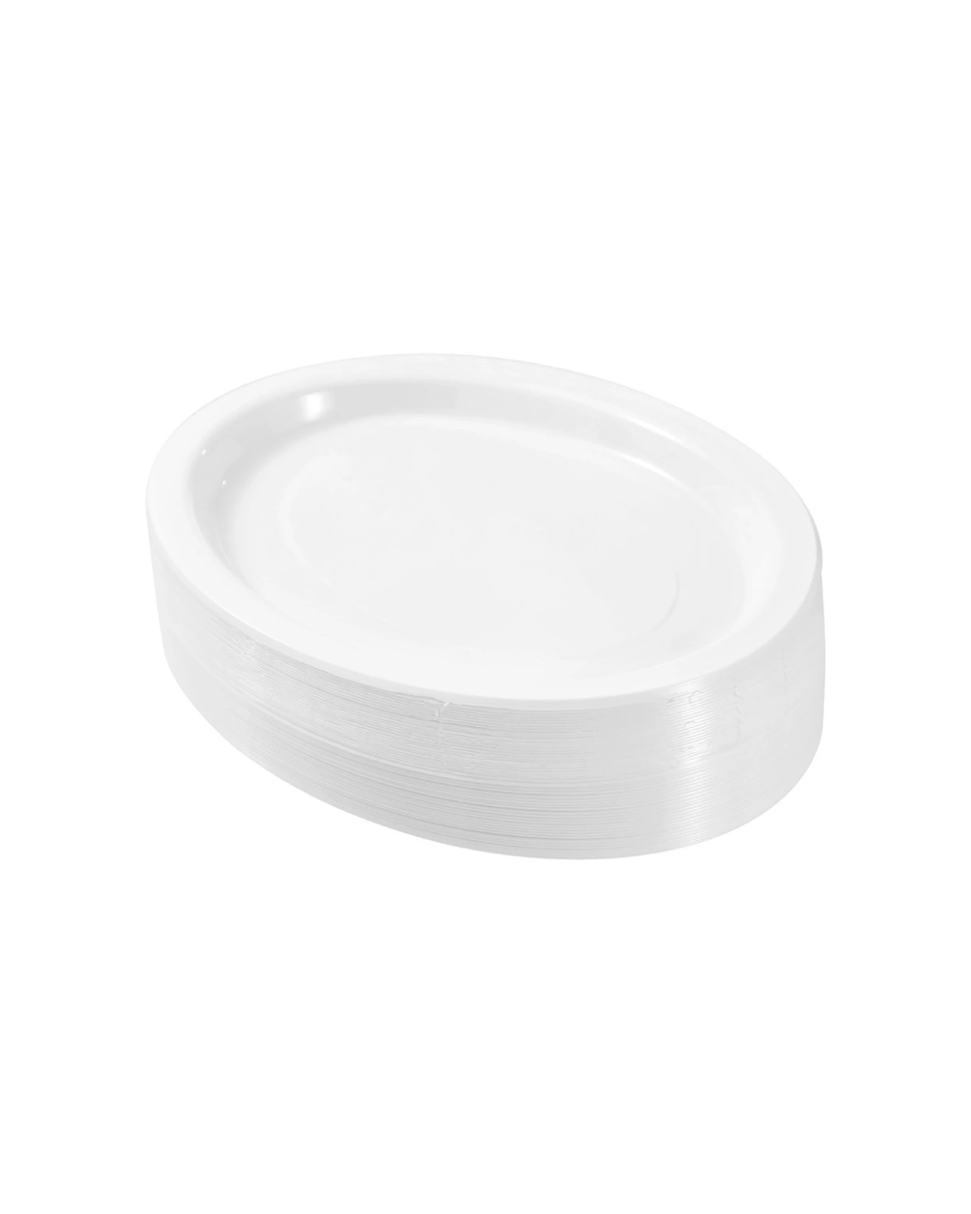 4 Lemon & Lime 4x 50pc Reusable Plastic Food Oval Plate Dinner Set 31x24.5cm Dinnerware - White, 4 of 6