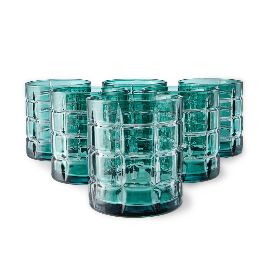 1 6 Green Tartan Tumbler Glasses, 1 of 6