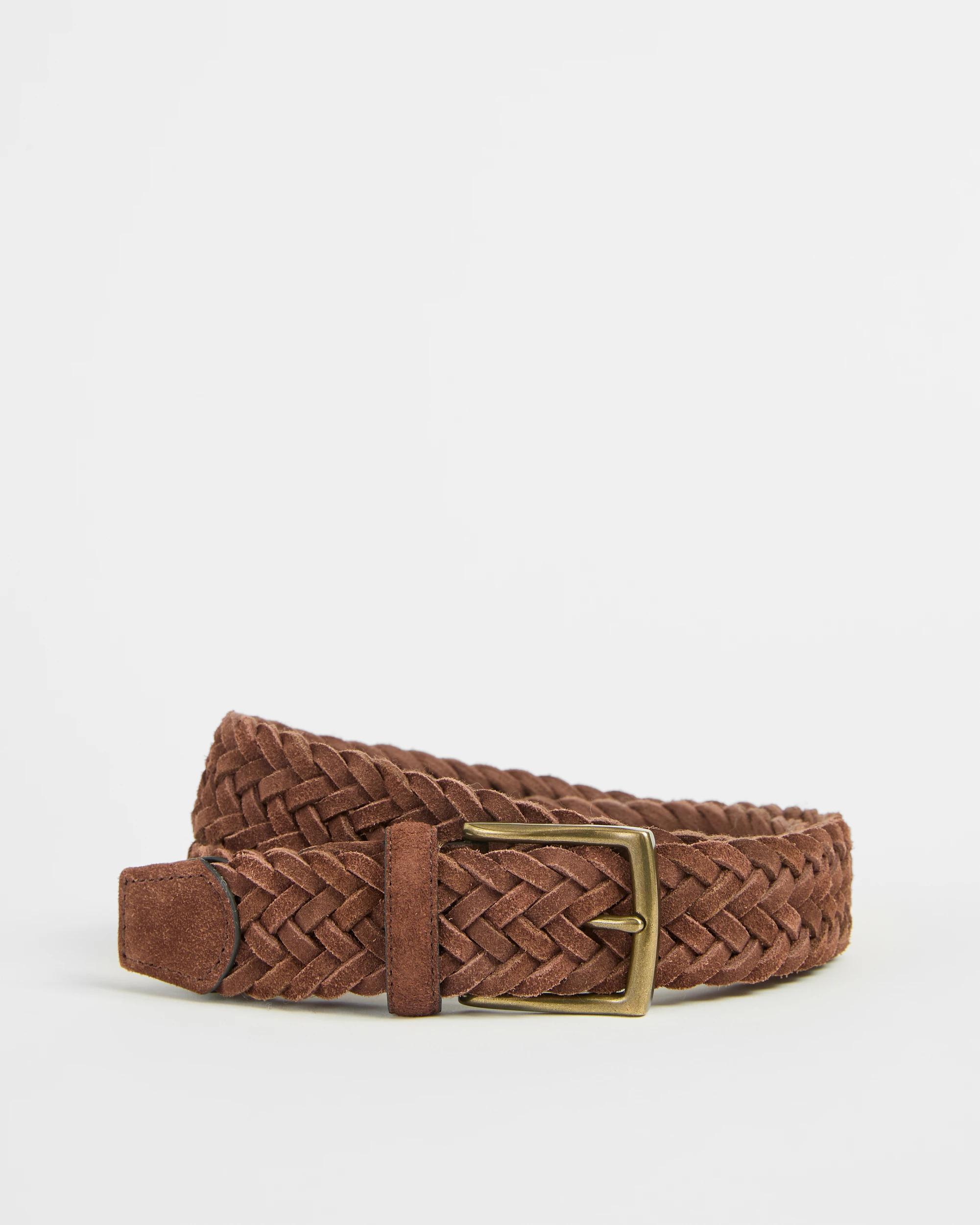 4 Target Man Suede Leather Woven Belt BROWN, 4 of 6
