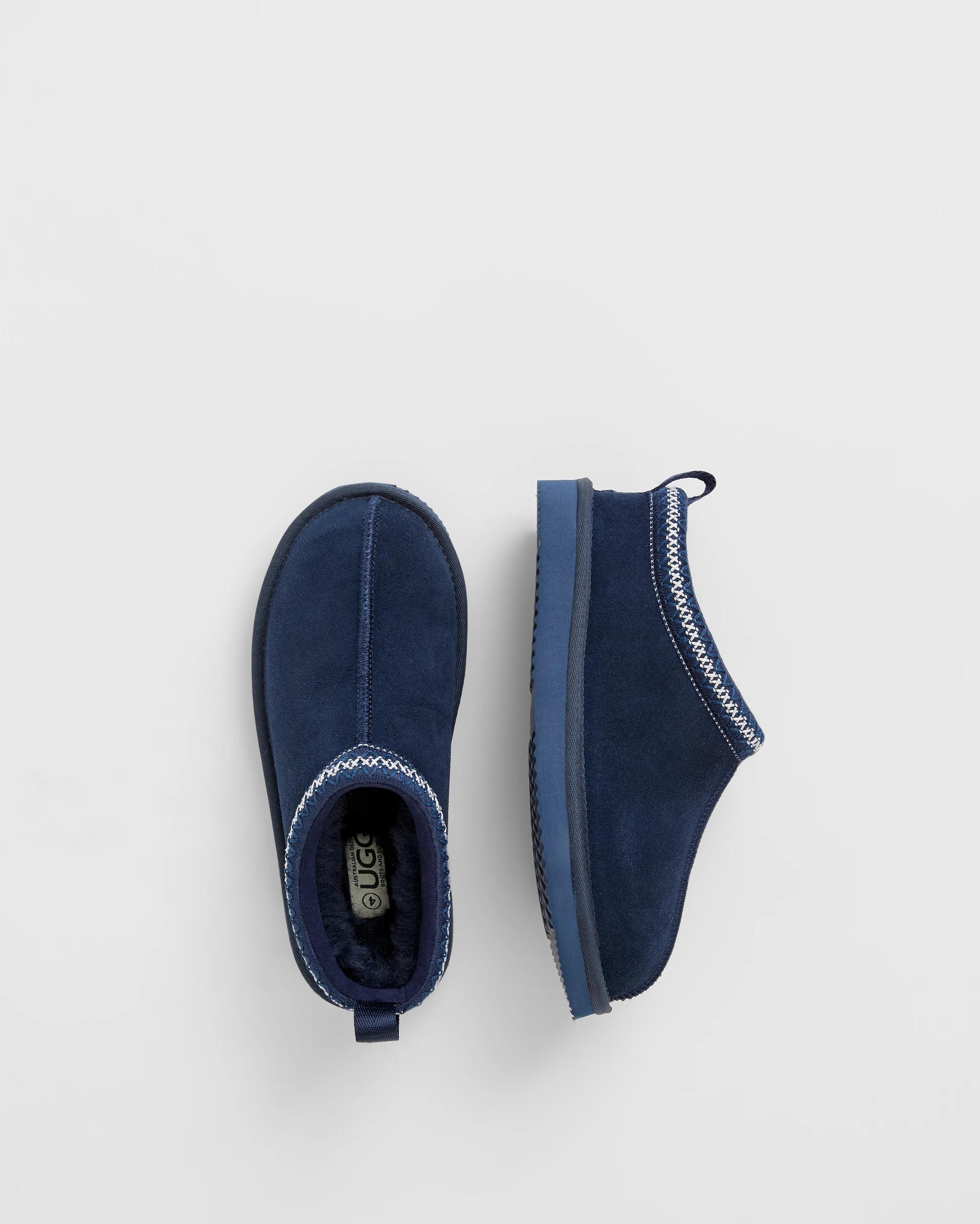 3 Australian Design Ugg Boots and Slippers Australian Design Suede Leather Scuff Slippers NAVY, 3 of 3